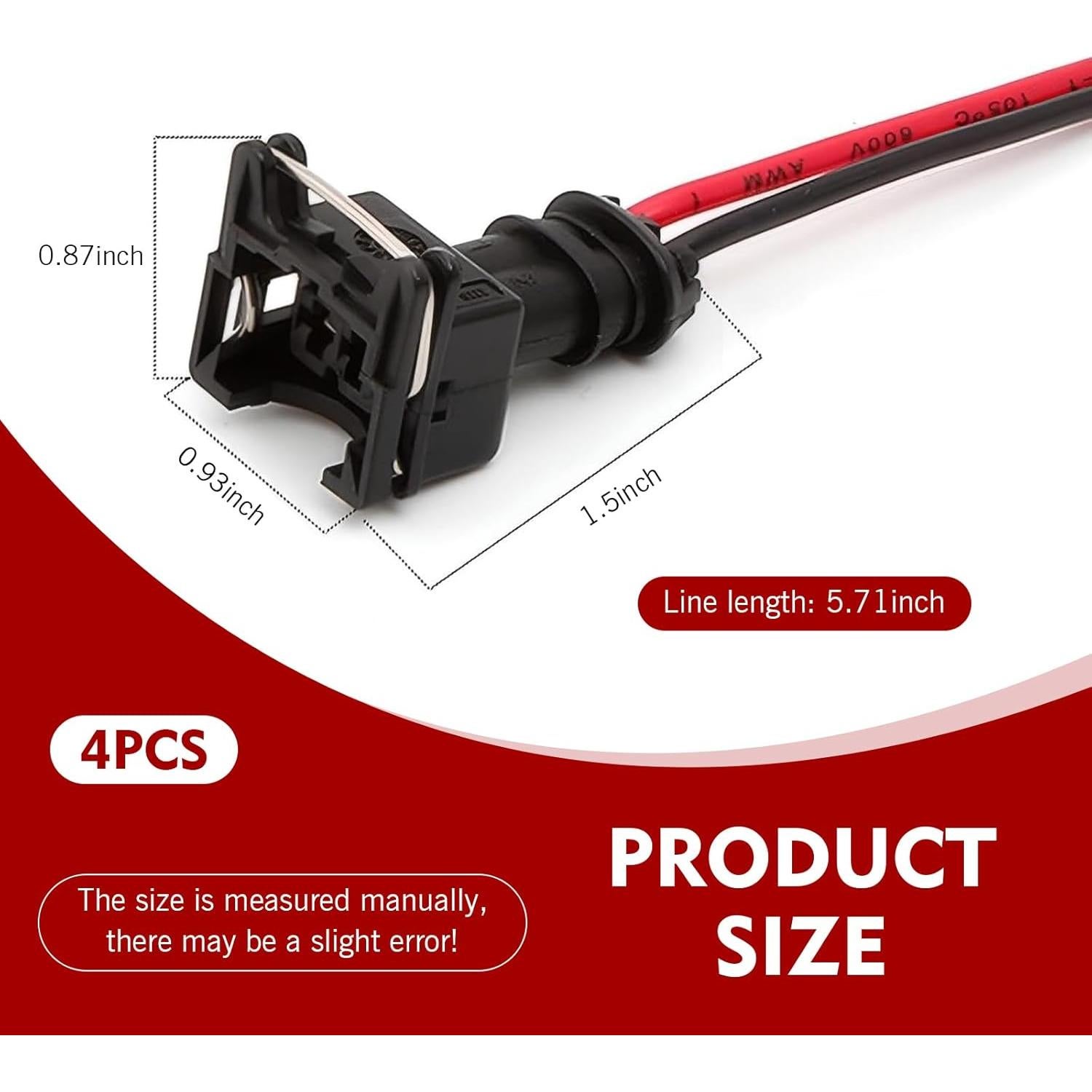 Conectores de Inyector de Combustible Dogary 4 PCS Negro