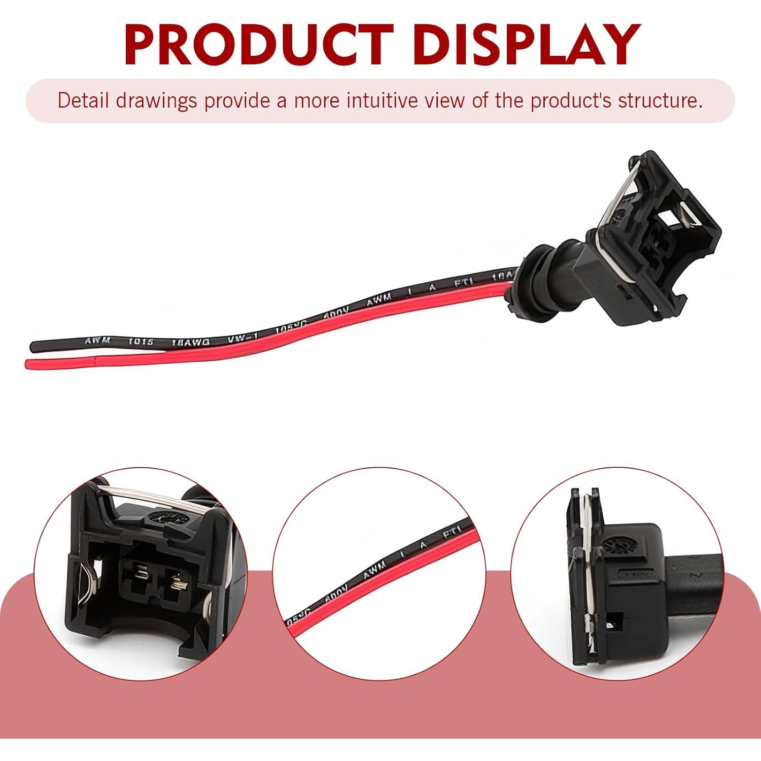 Conectores de Inyector de Combustible Dogary 4 PCS Negro