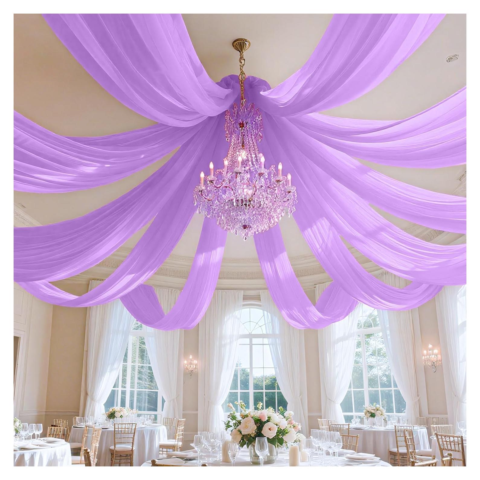 Cortinas de Techo FUHSY Lavanda 1.5m x 6m 2 Paneles Boda