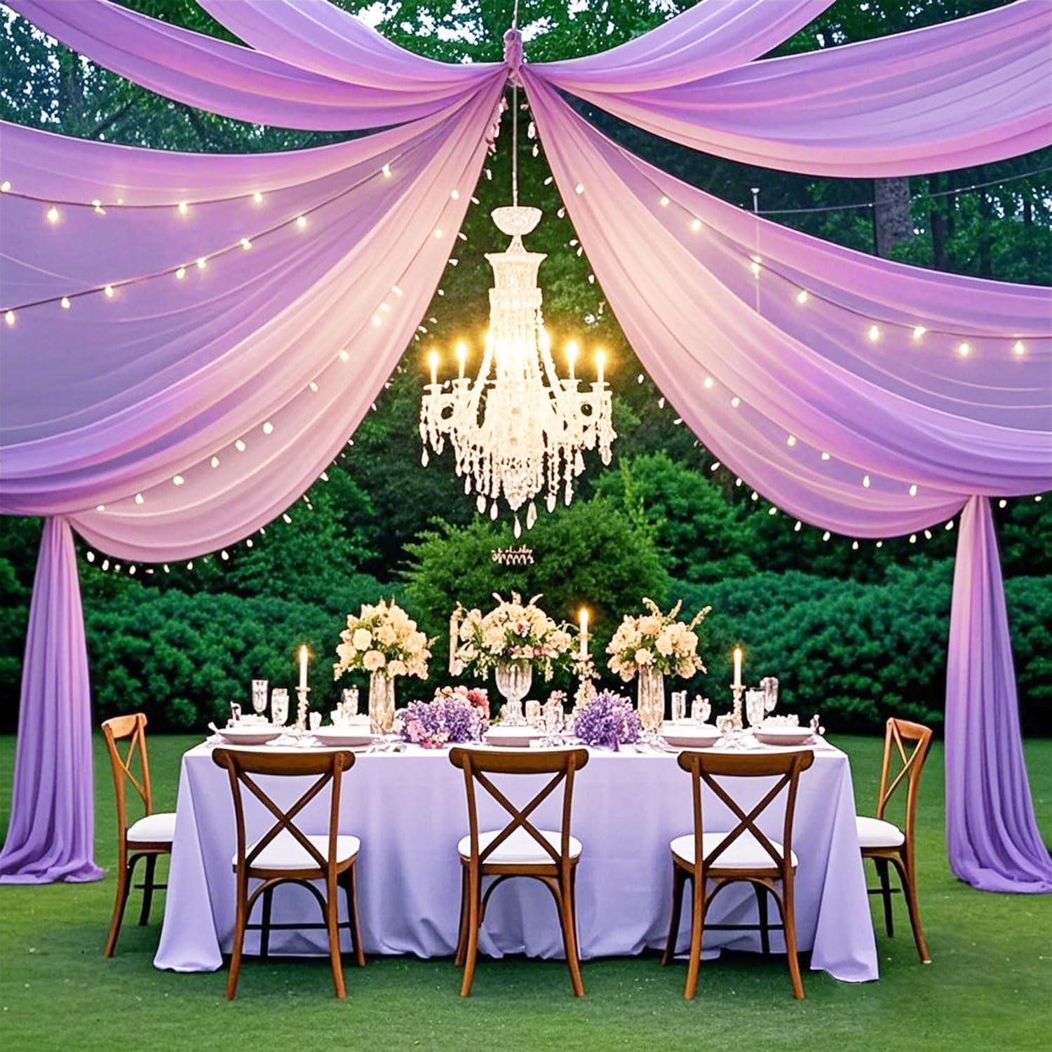 Cortinas de Techo FUHSY Lavanda 1.5m x 6m 2 Paneles Boda