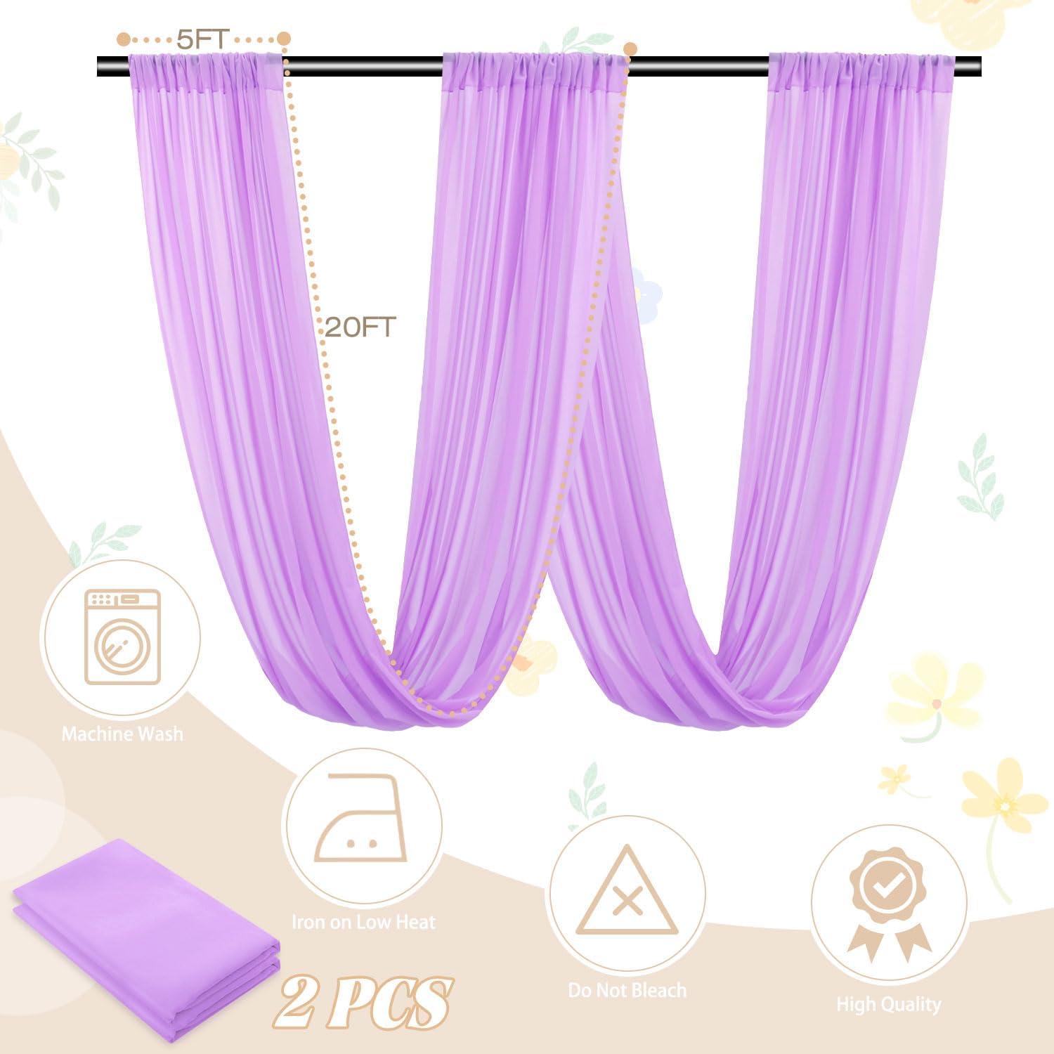 Cortinas de Techo FUHSY Lavanda 1.5m x 6m 2 Paneles Boda