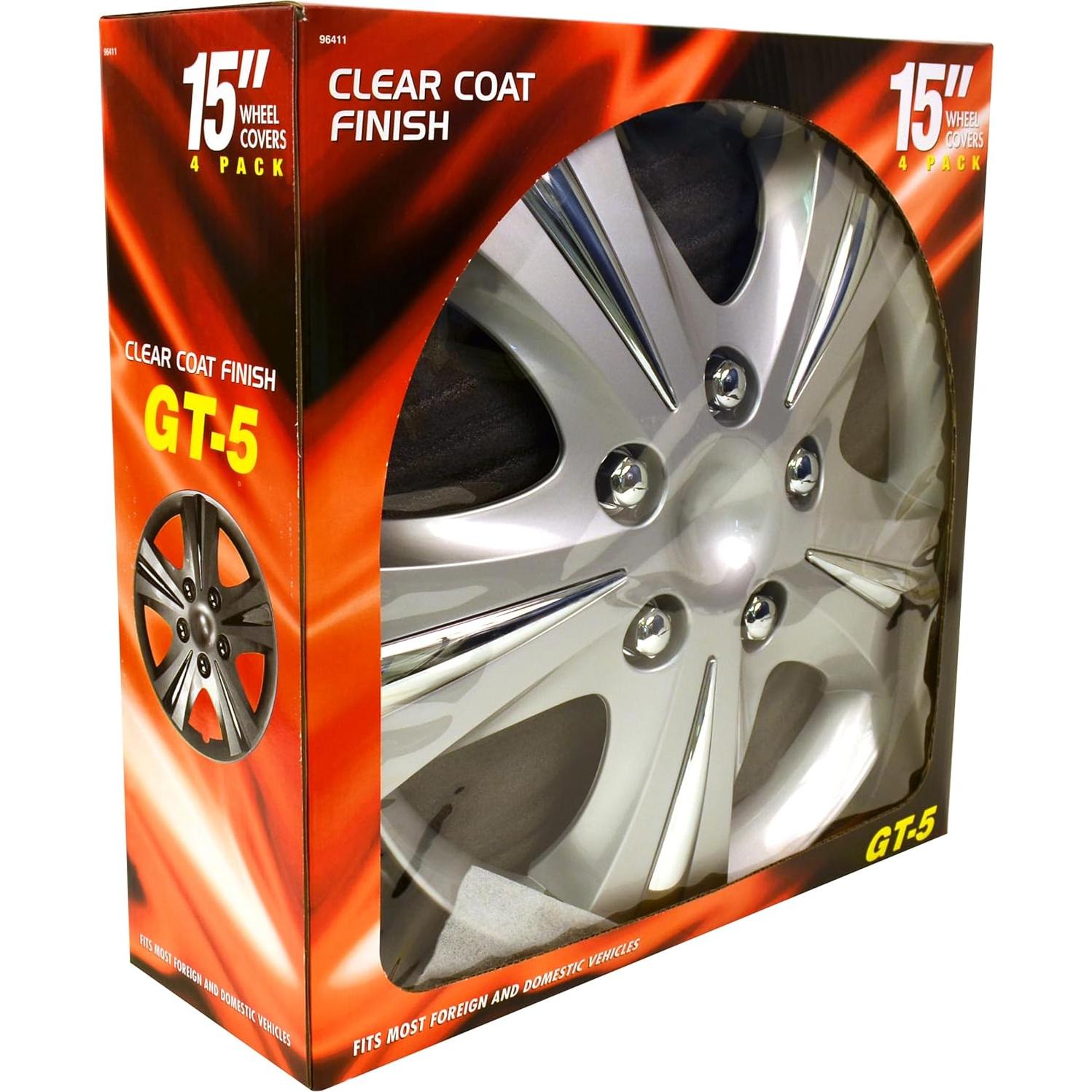 Paquete de 4 Cubiertas de Rueda 15" Plata-Cromo Accesorios Personalizados