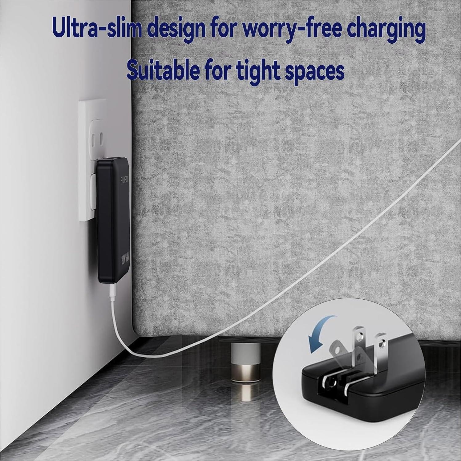 Cargador USB-C 30W RUIFEI Doble Puerto Carga Rápida Negro