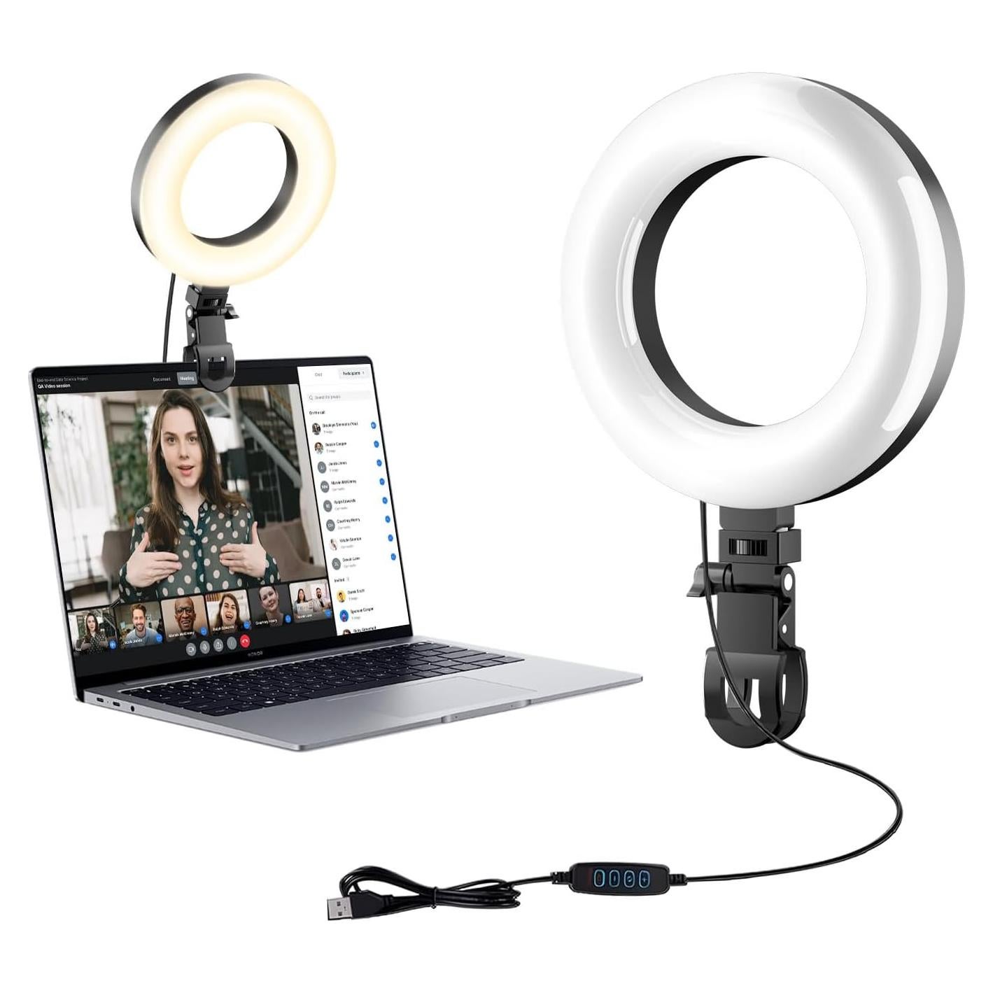 Luz de Anillo Clip-On Wowcati 15.24 cm 3 Modos de Color USB