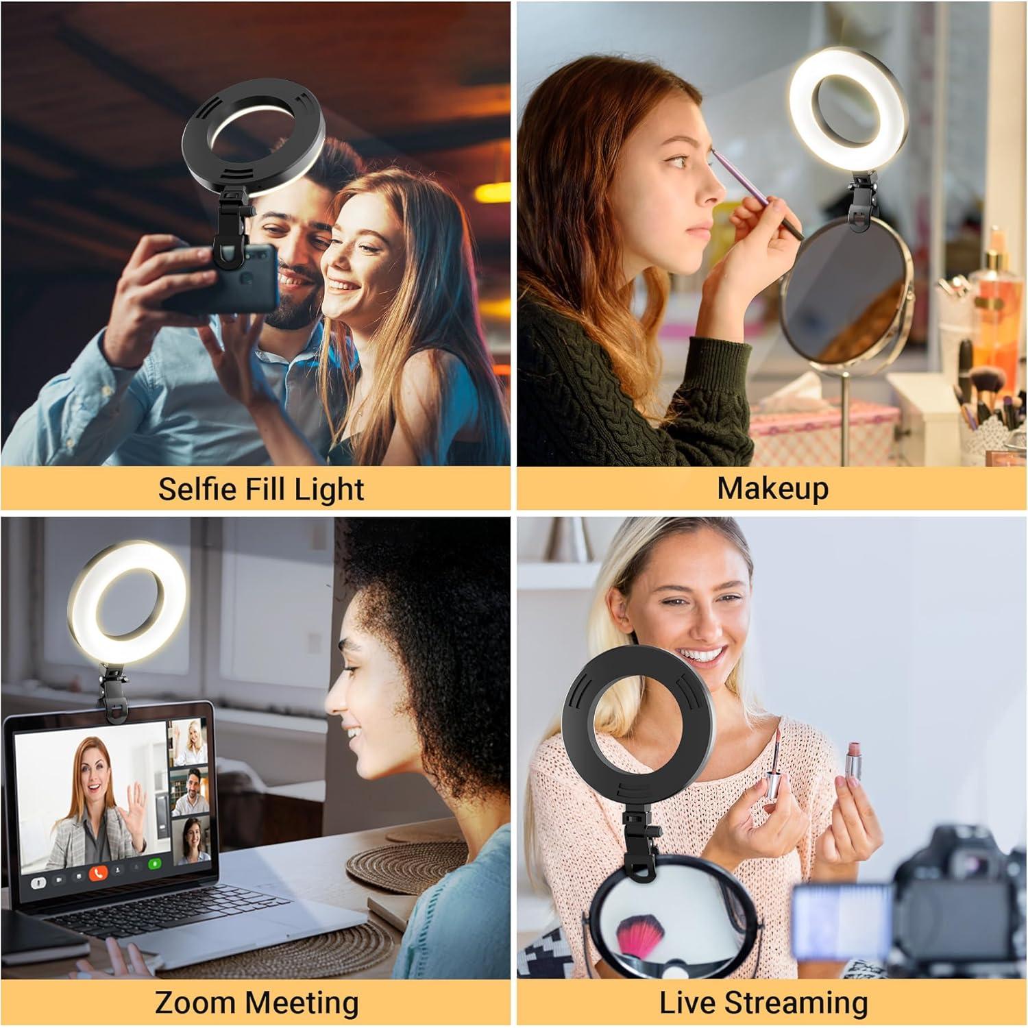 Luz de Anillo Clip-On Wowcati 15.24 cm 3 Modos de Color USB