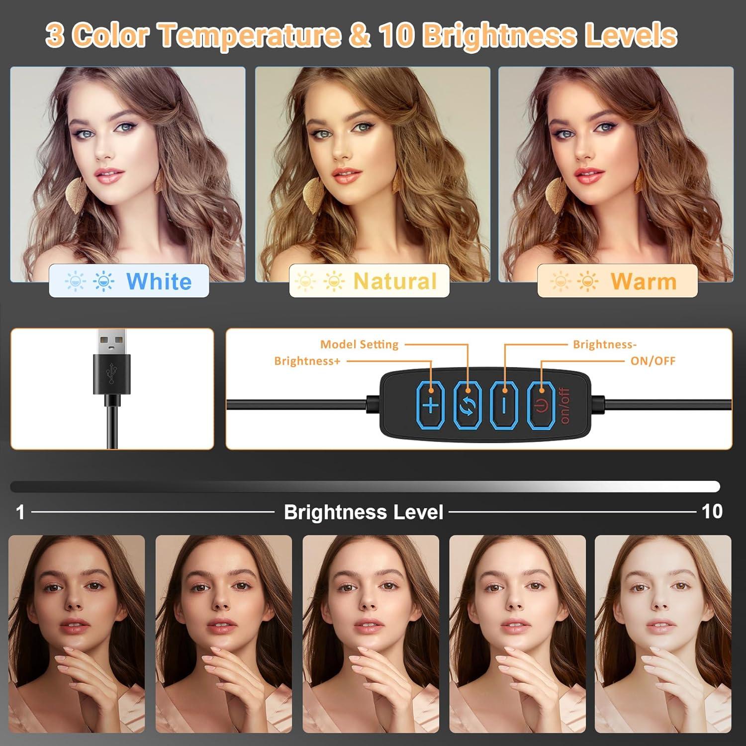 Luz de Anillo Clip-On Wowcati 15.24 cm 3 Modos de Color USB