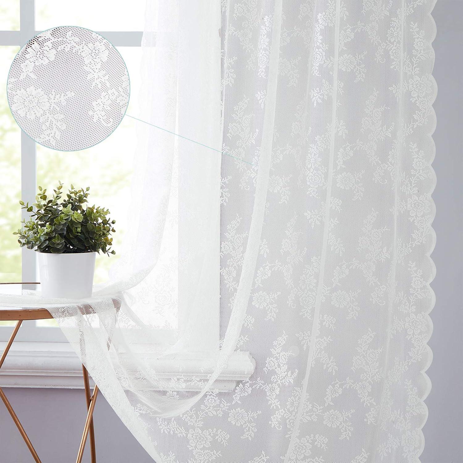 Cortinas de Encaje Floral Lotusolution 2 Paneles 55x84 cm