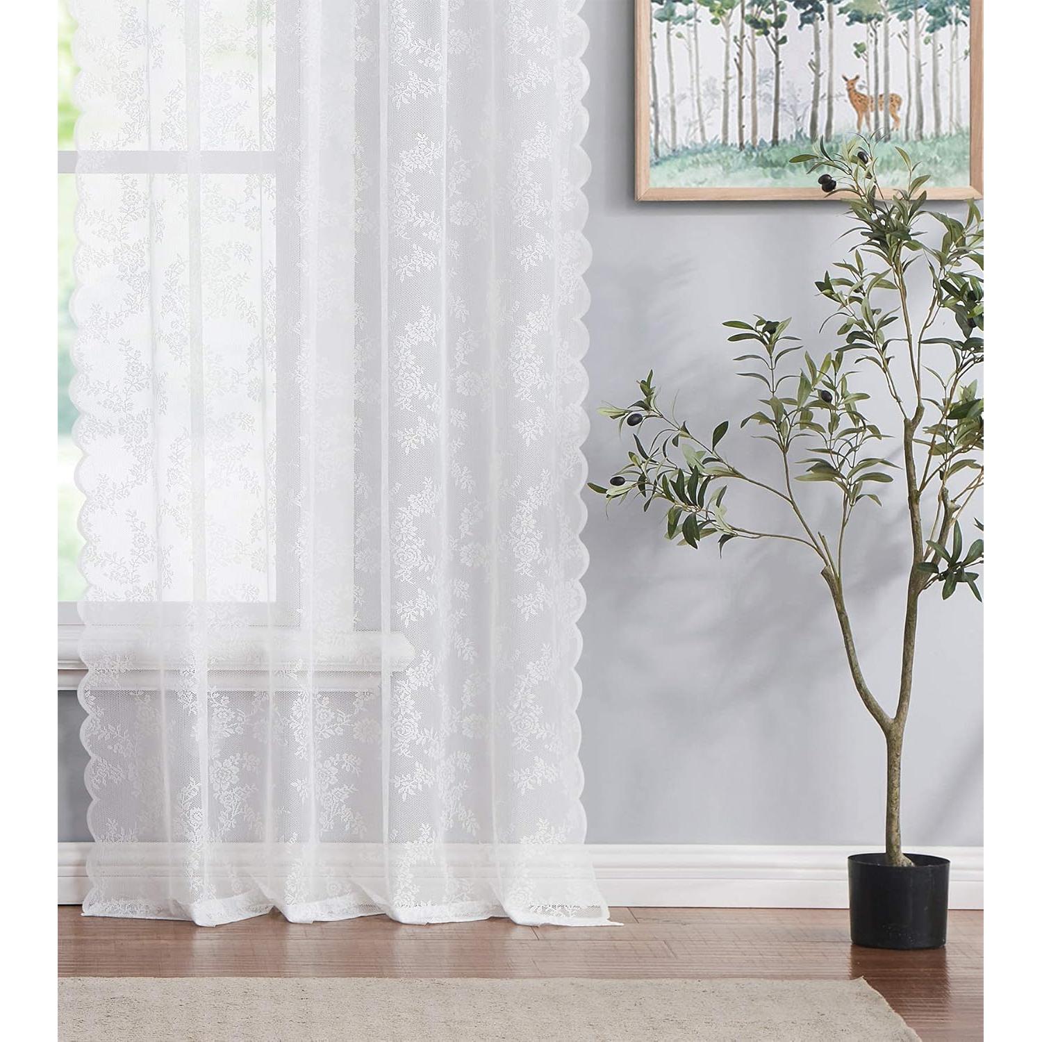 Cortinas de Encaje Floral Lotusolution 2 Paneles 55x84 cm