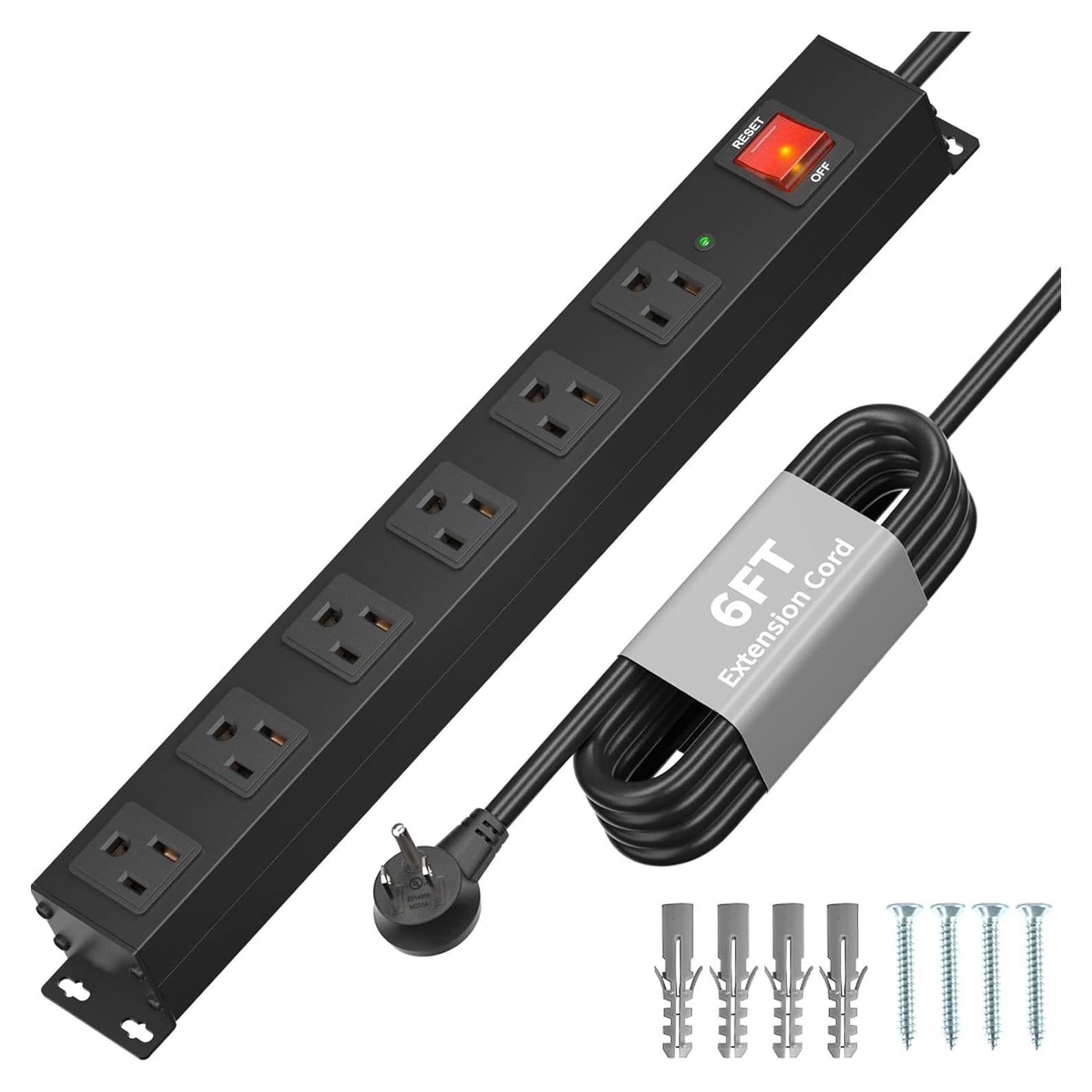 Regleta de Alimentación KF 6 Enchufes 1.83m Protección 2100J