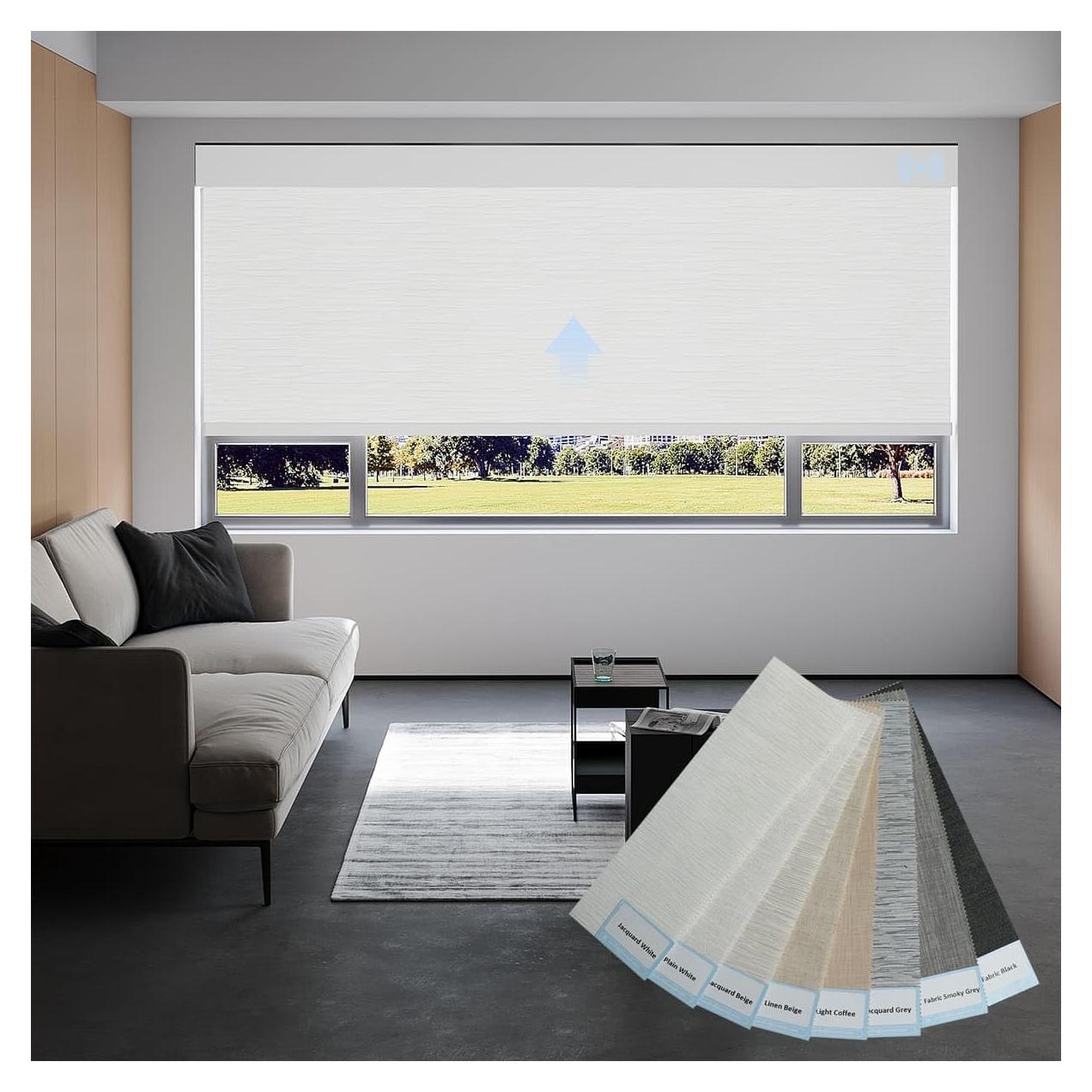 Motorized Blinds with Remote, Light Filtering Smart Blinds for Windows Automatic Roller Shades Compatible with Alexa, Motorized Shades for Bedroom Home Office (Multicolor Fabric Sample)