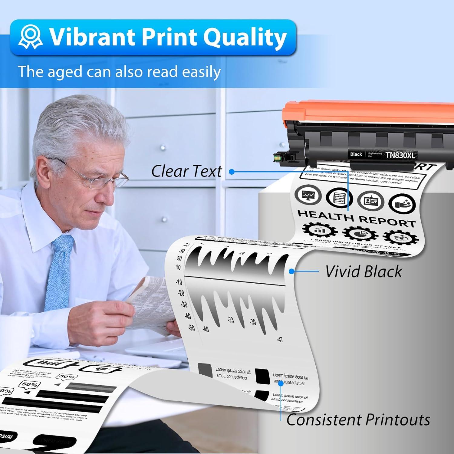 Tóner ZIPRINT TN830XL 2 Paquete Compatible para Brother