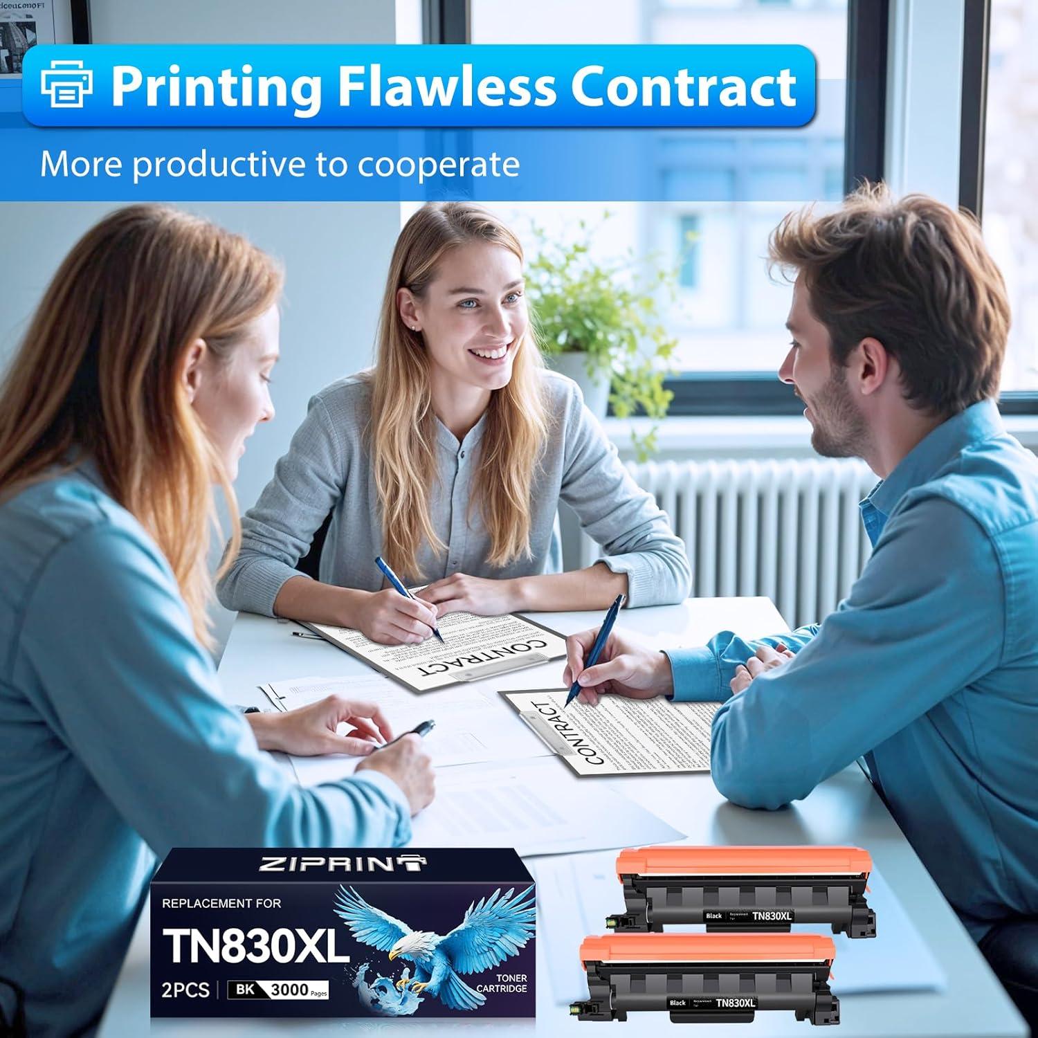 Tóner ZIPRINT TN830XL 2 Paquete Compatible para Brother