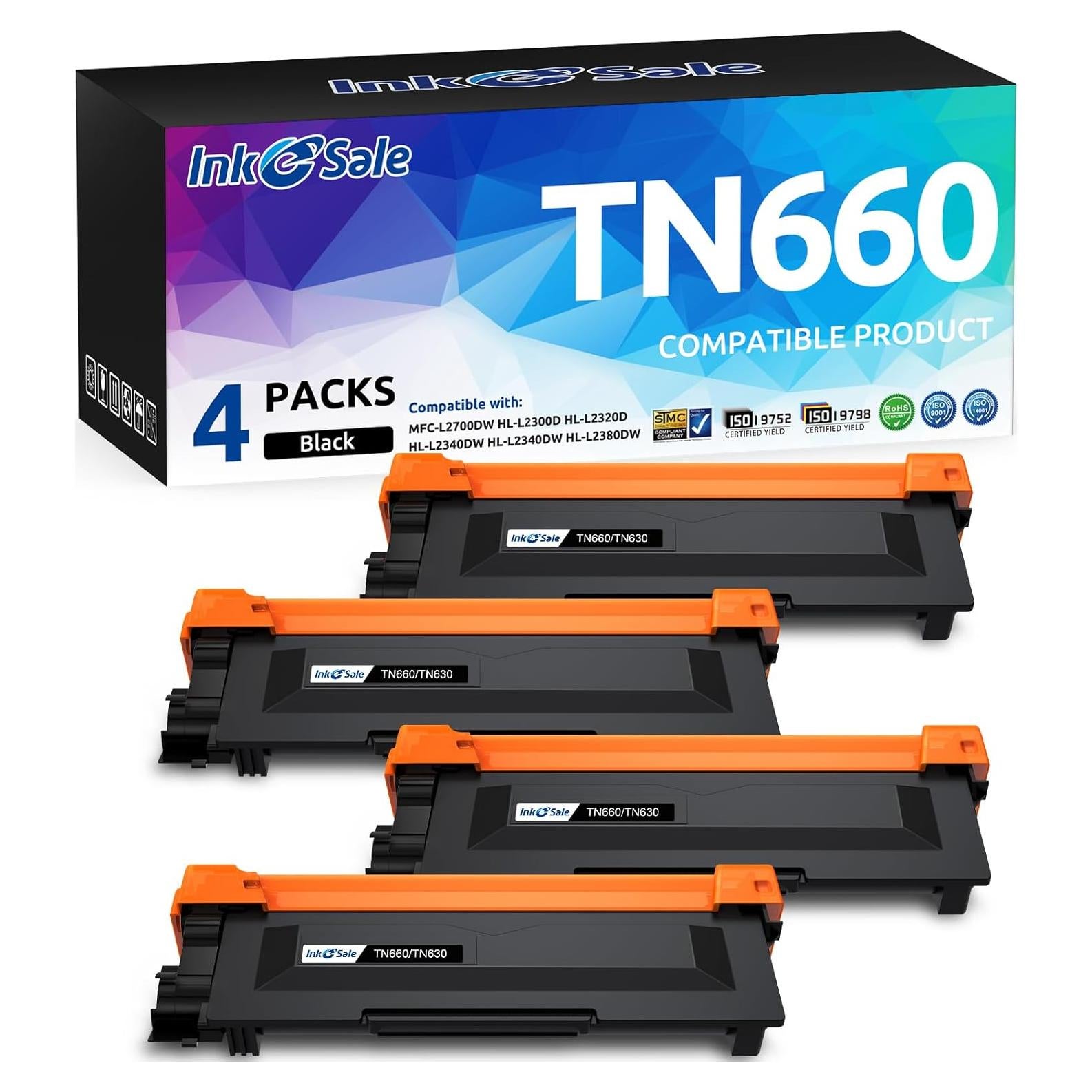 Cartucho de Tóner Negro INK E-SALE TN660 TN630 - 4 Paquete