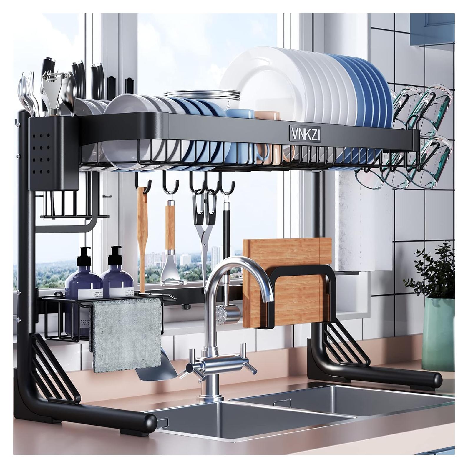 Estante para Secar Platos VNKZI de Acero Inoxidable Ajustable