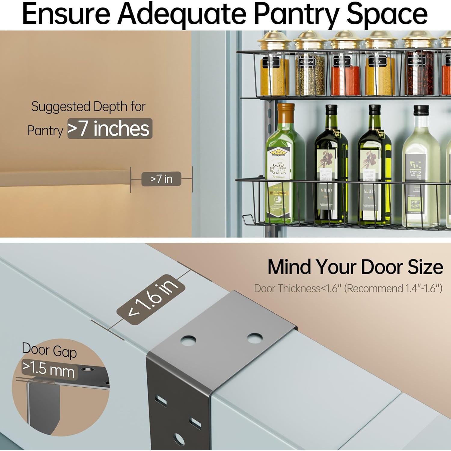 Organizador de Puerta Delamu 6 Niveles Ajustable Metal Negro