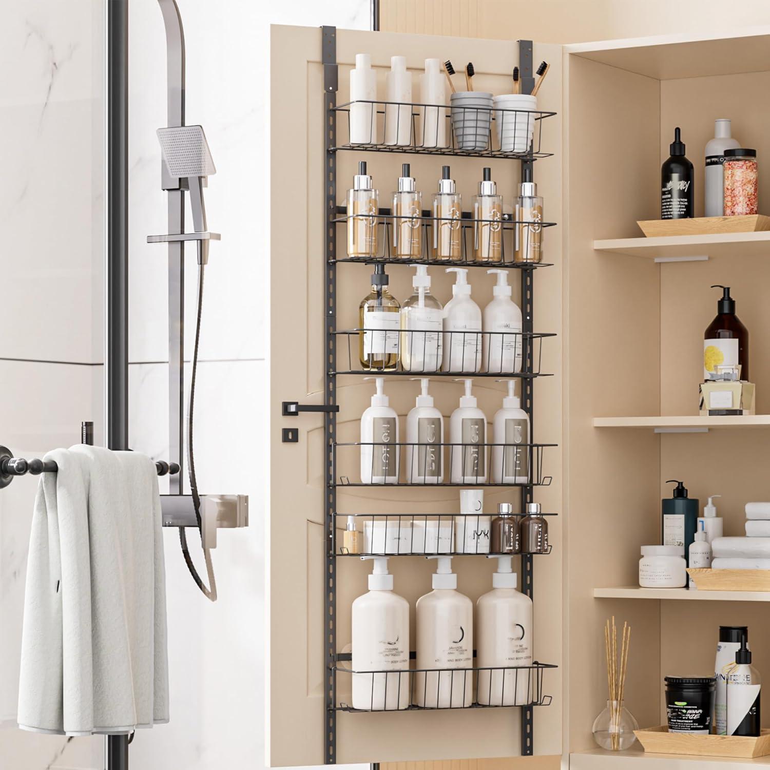 Organizador de Puerta Delamu 6 Niveles Ajustable Metal Negro