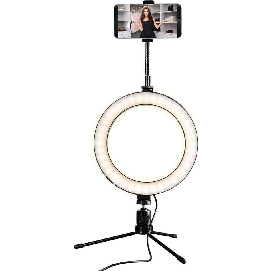 Anillo de Luz LED Brilliant Ideas 20 cm con Trípode y Control Remoto