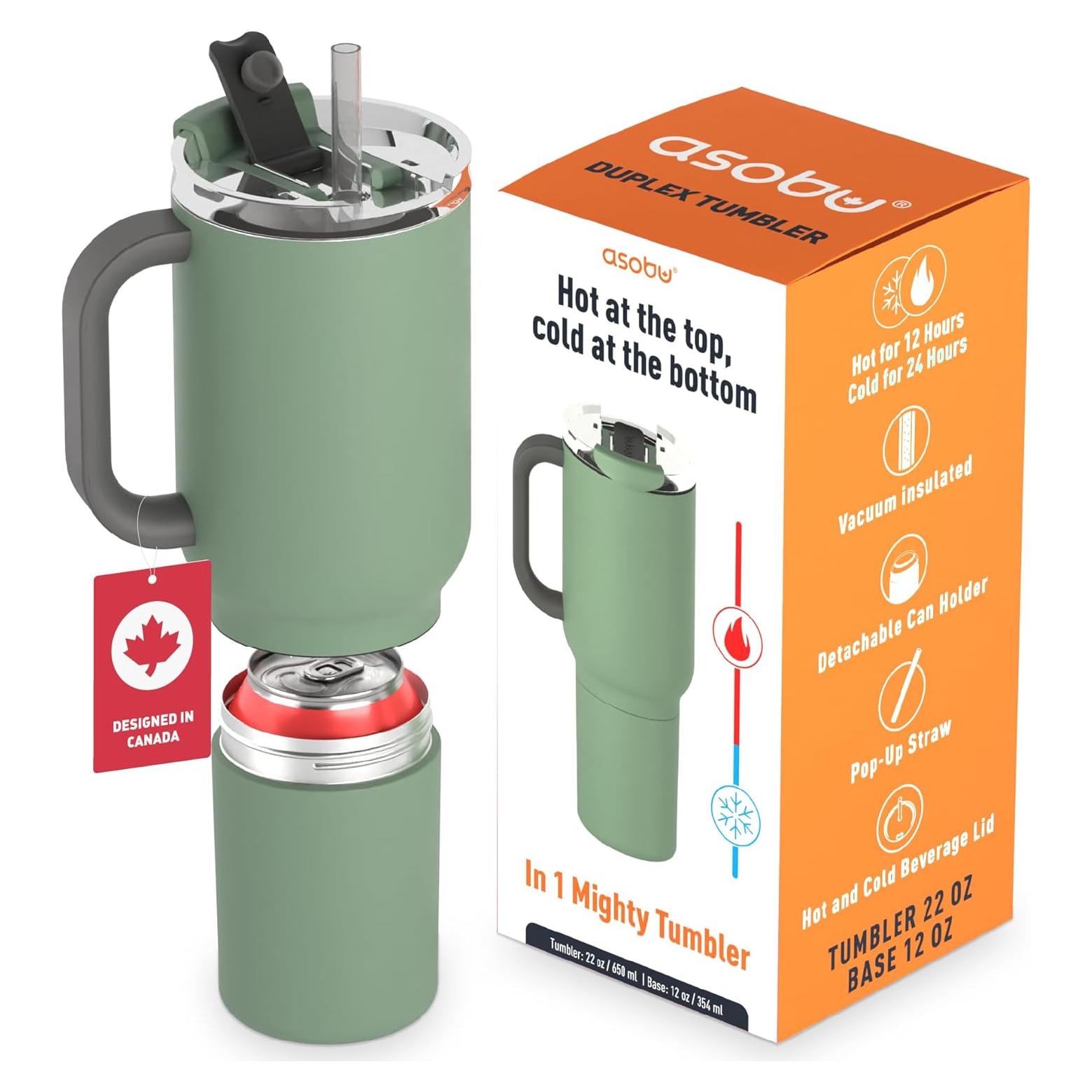 Taza de Viaje 2-en-1 ASOBU DUPLEX Verde Albahaca 946 ml