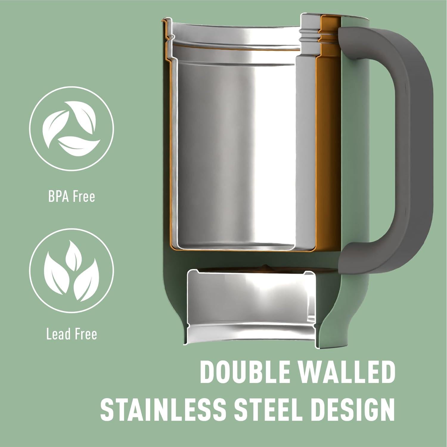 Taza de Viaje 2-en-1 ASOBU DUPLEX Verde Albahaca 946 ml