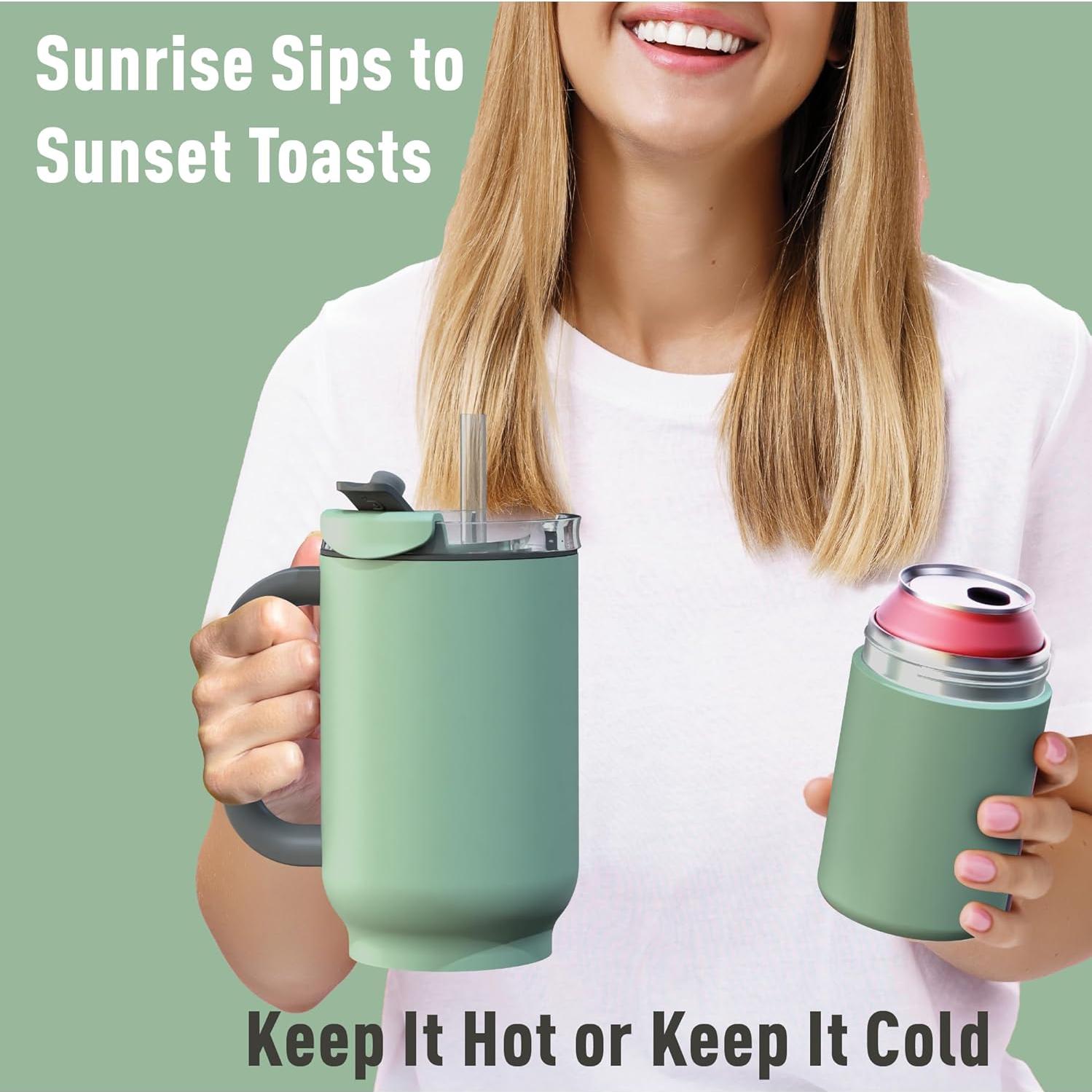 Taza de Viaje 2-en-1 ASOBU DUPLEX Verde Albahaca 946 ml