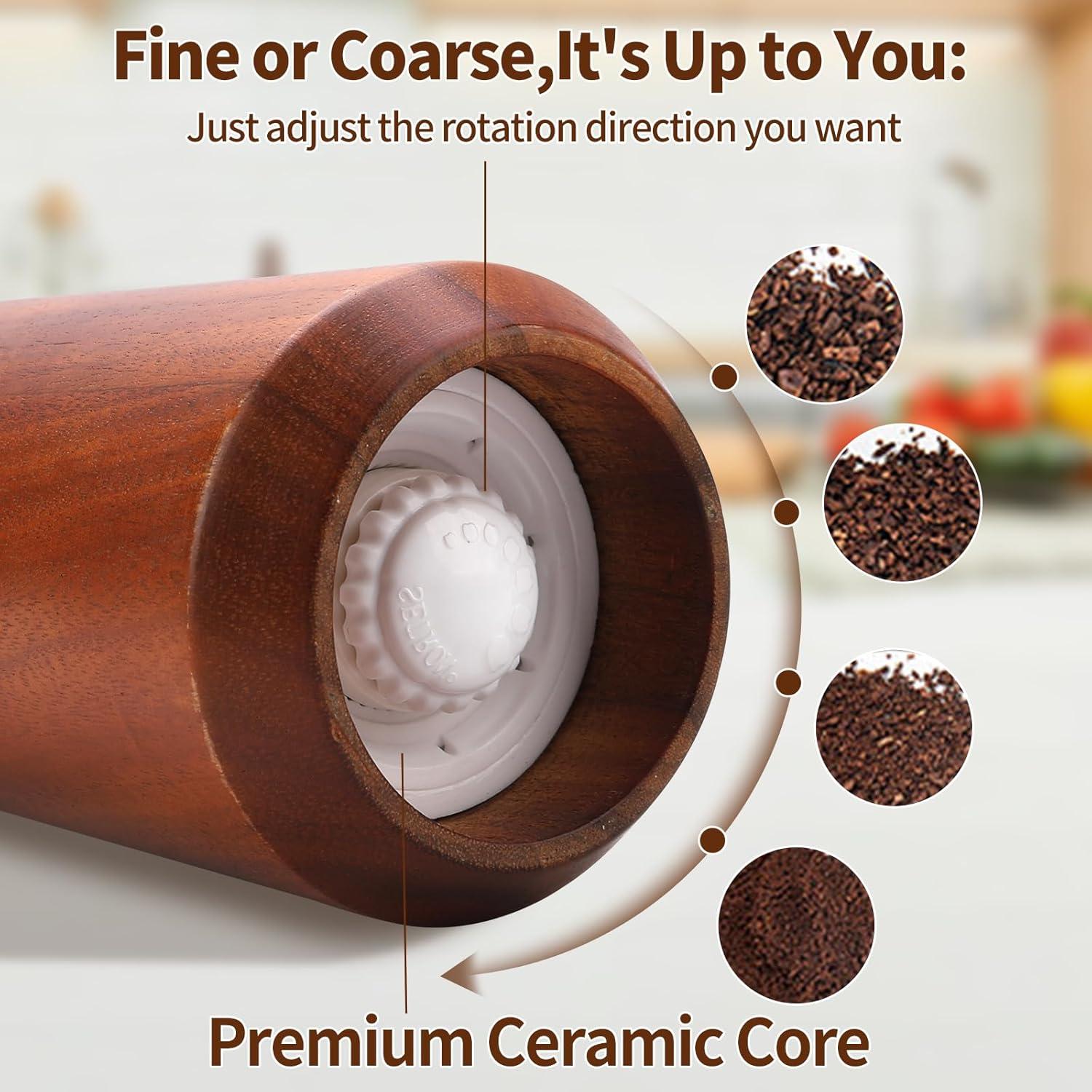 Molino de Pimienta de Madera UNIOVC 25.4cm Manual Ajustable