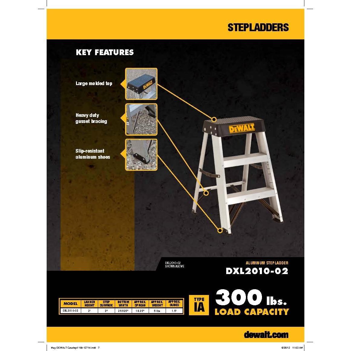 Escalera DeWalt Aluminio 2 Pies Industrial 136 kg DXL2010-02