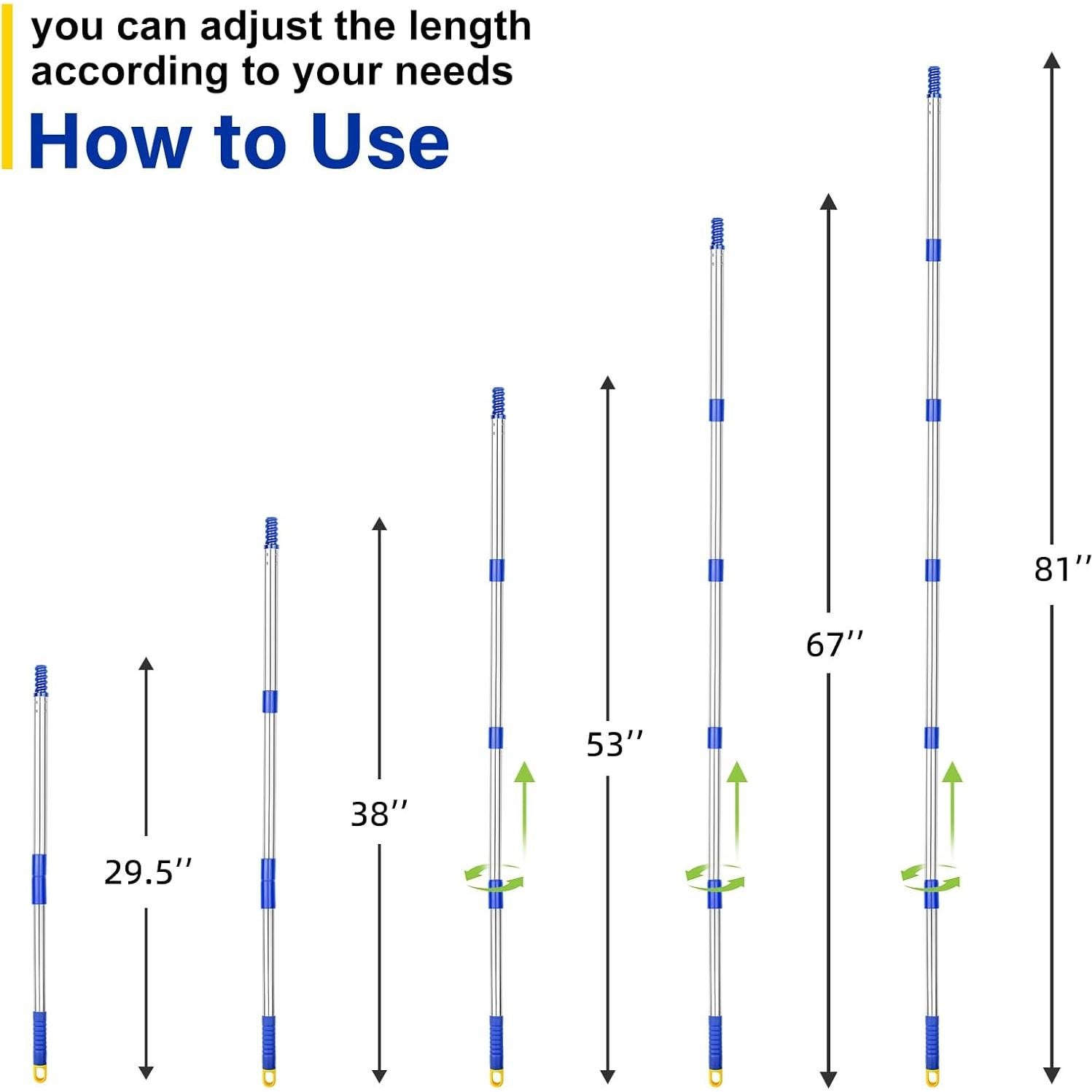 Limpiador de Ventanas ITTAHO 2 en 1 con Mango Extensible 205.74 cm