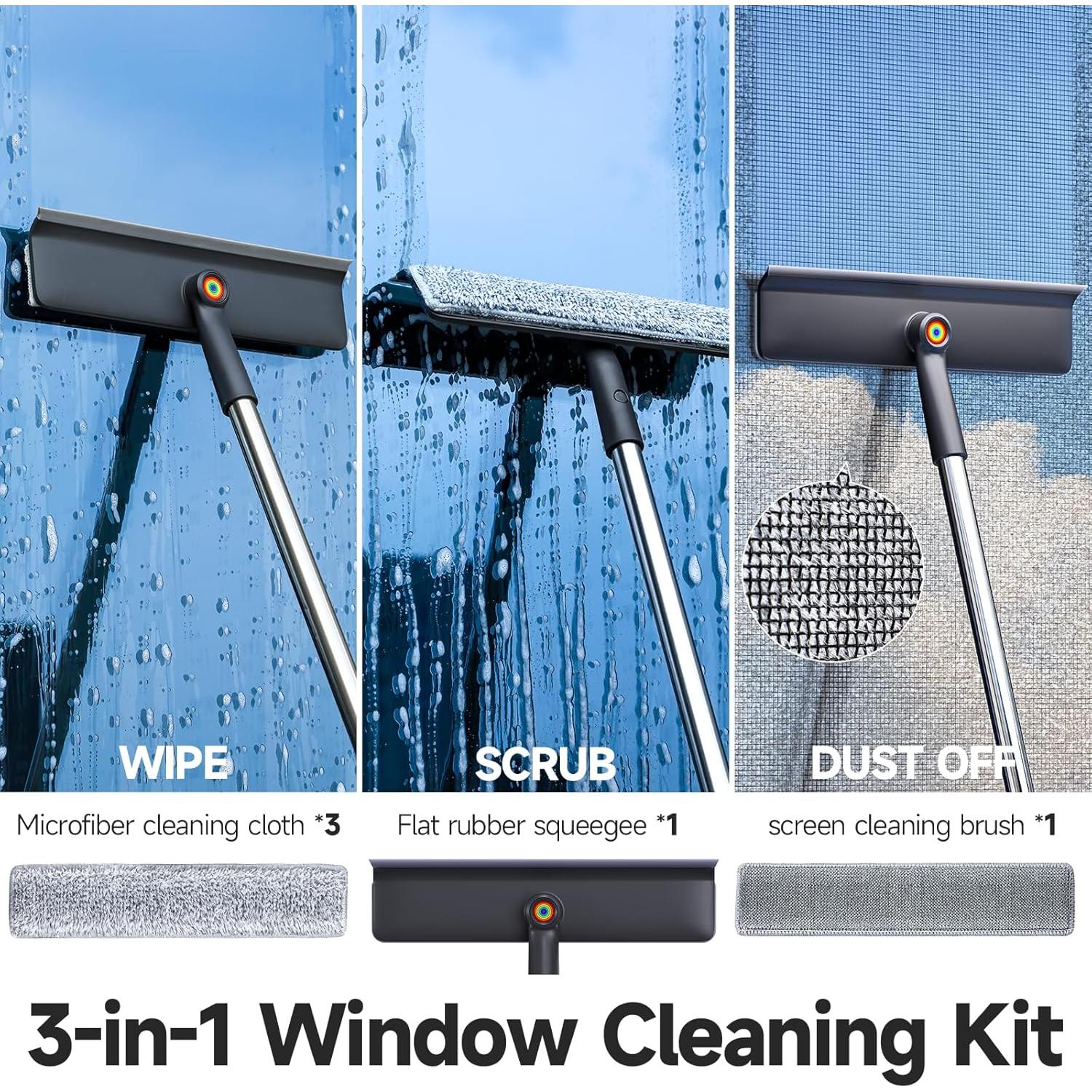 Kit de Limpieza de Ventanas CTIME 3 en 1 con Extensión 157 cm