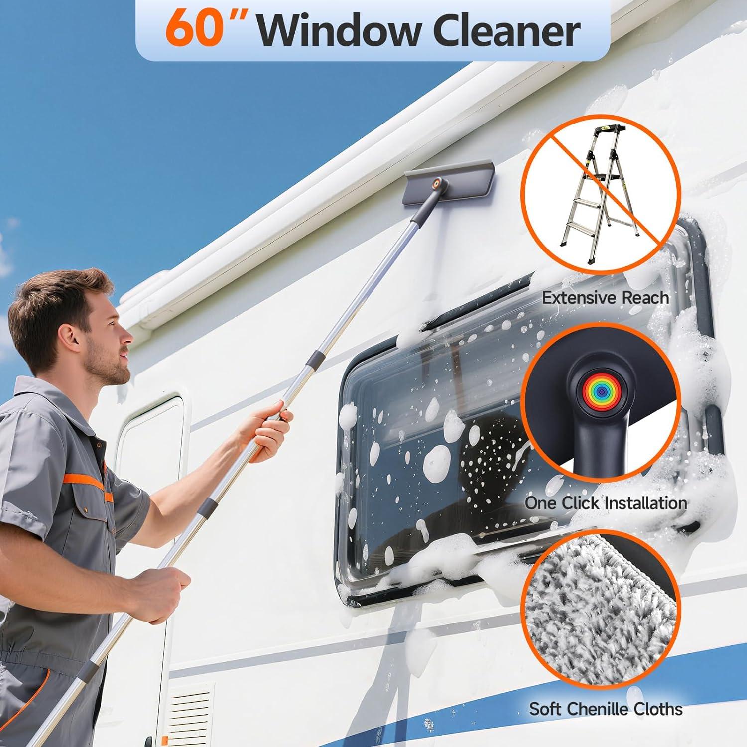 Kit de Limpieza de Ventanas CTIME 3 en 1 con Extensión 157 cm