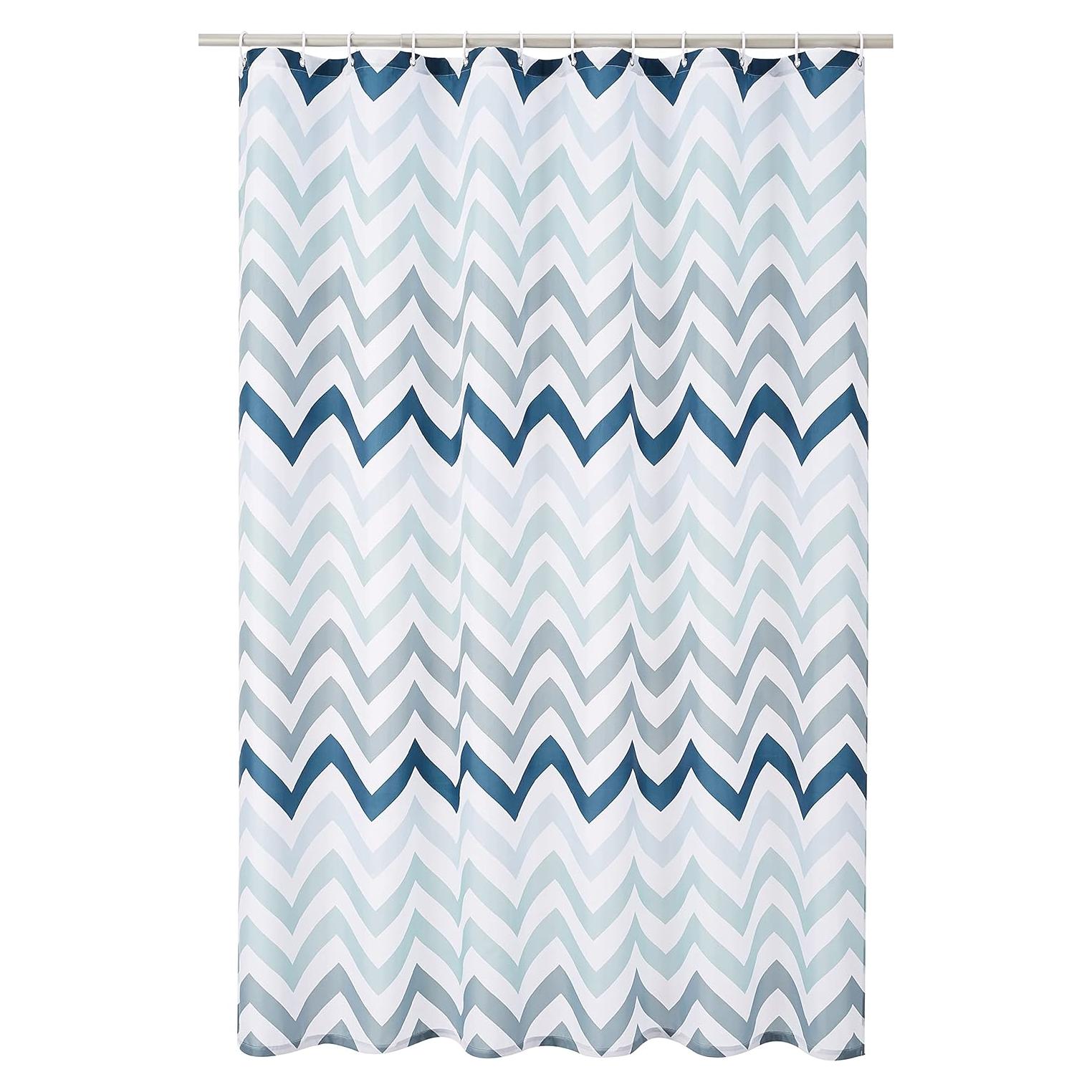 Cortina de Ducha Amazon Basics 182.88x182.88 cm Azul Chevron