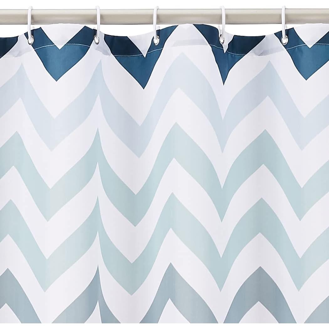 Cortina de Ducha Amazon Basics 182.88x182.88 cm Azul Chevron