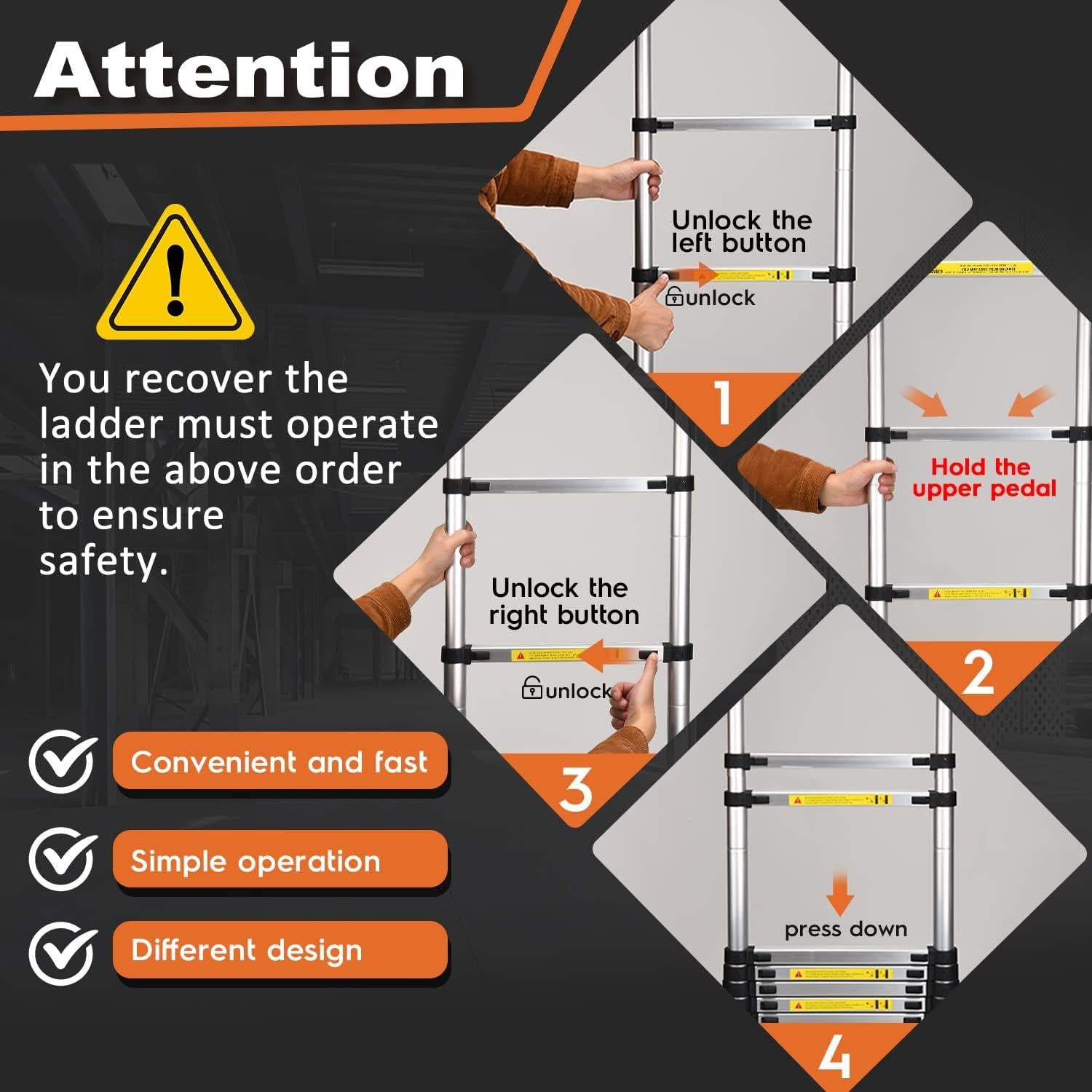 Escalera Telescópica Soctone 3.8m Aluminio 330kg Multiusos