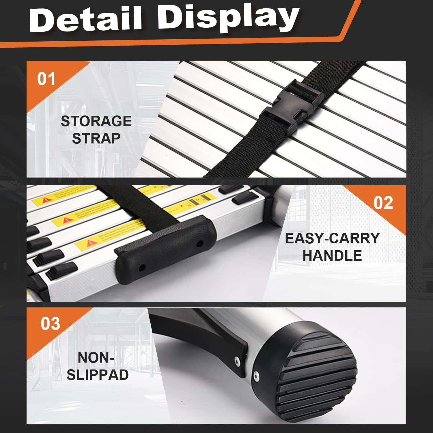 Escalera Telescópica Soctone 3.8m Aluminio 330kg Multiusos