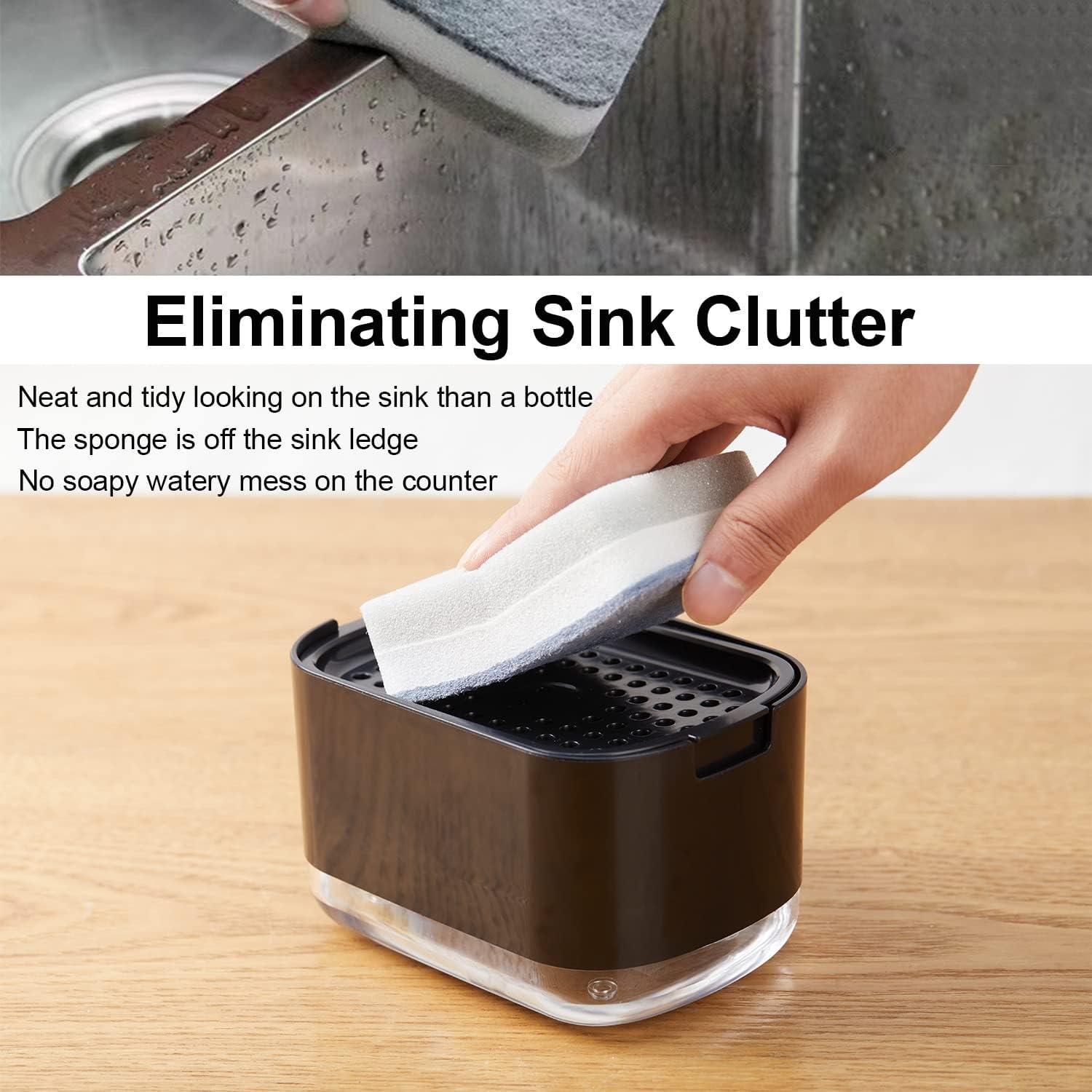 Dispensador de Jabón Obsoorth 10oz con Soporte para Esponja - Negro