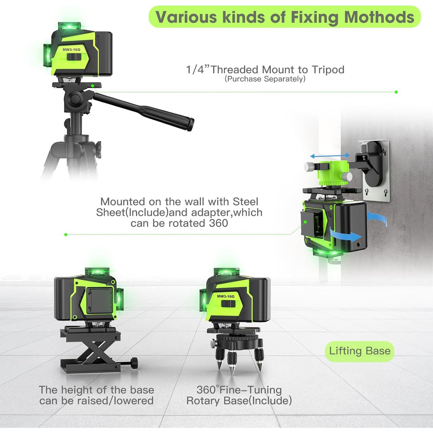 Nivel láser 4D MBYULO 16 líneas 360° auto nivelante