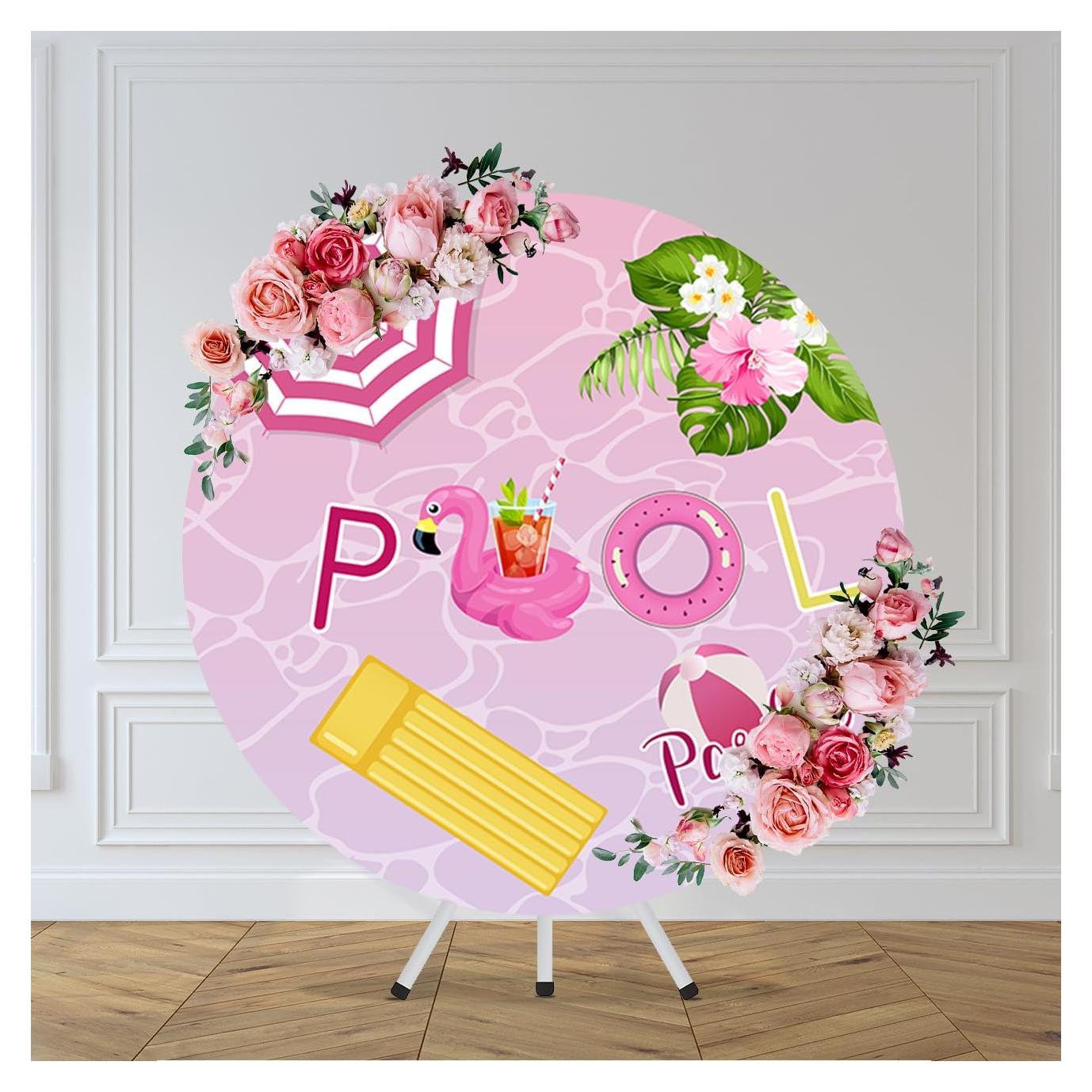 Cubierta de fondo redonda CHNYWORK 2m rosa flamenco para fiesta