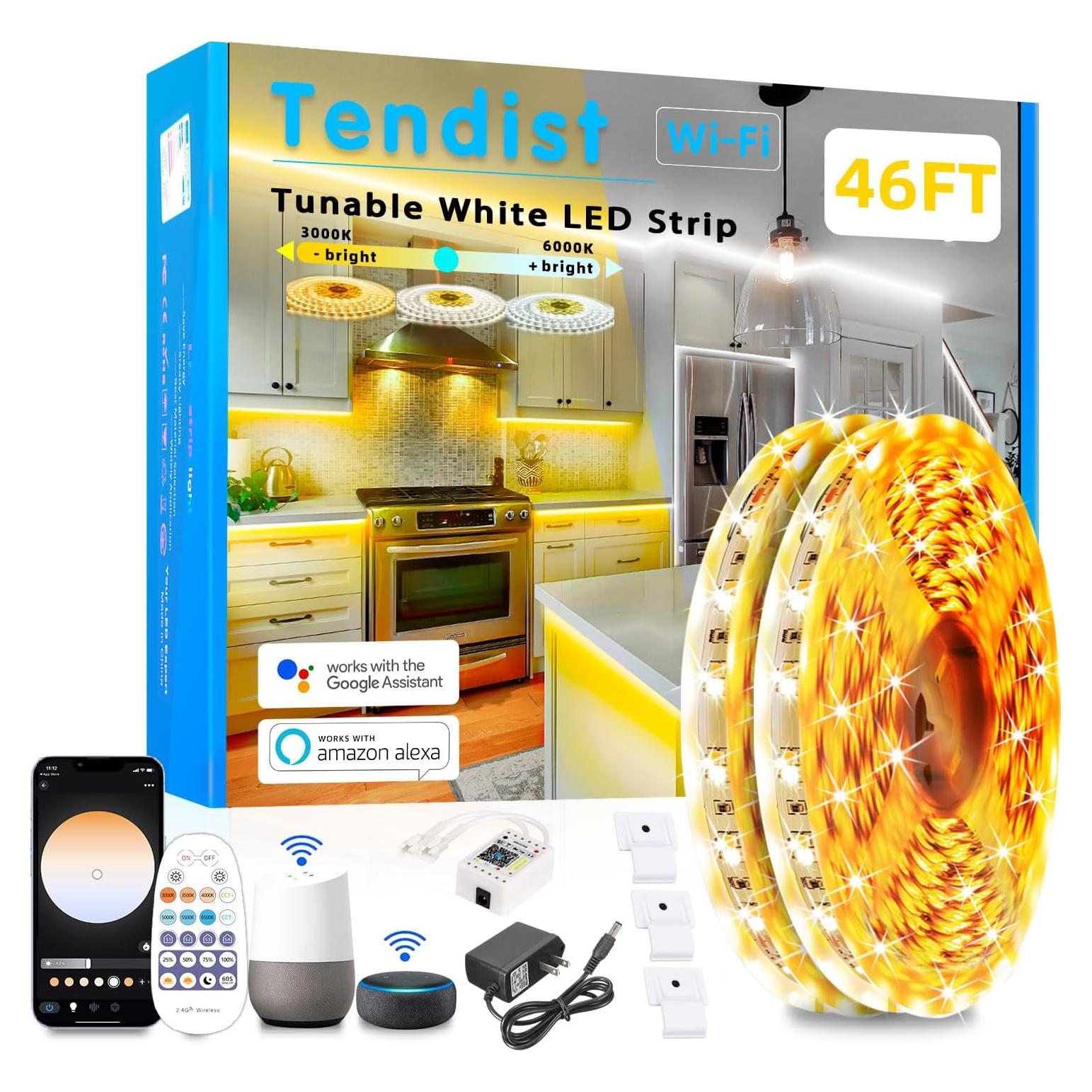 Tira LED blanca regulable 14m TENDIST 3000K-6500K WiFi