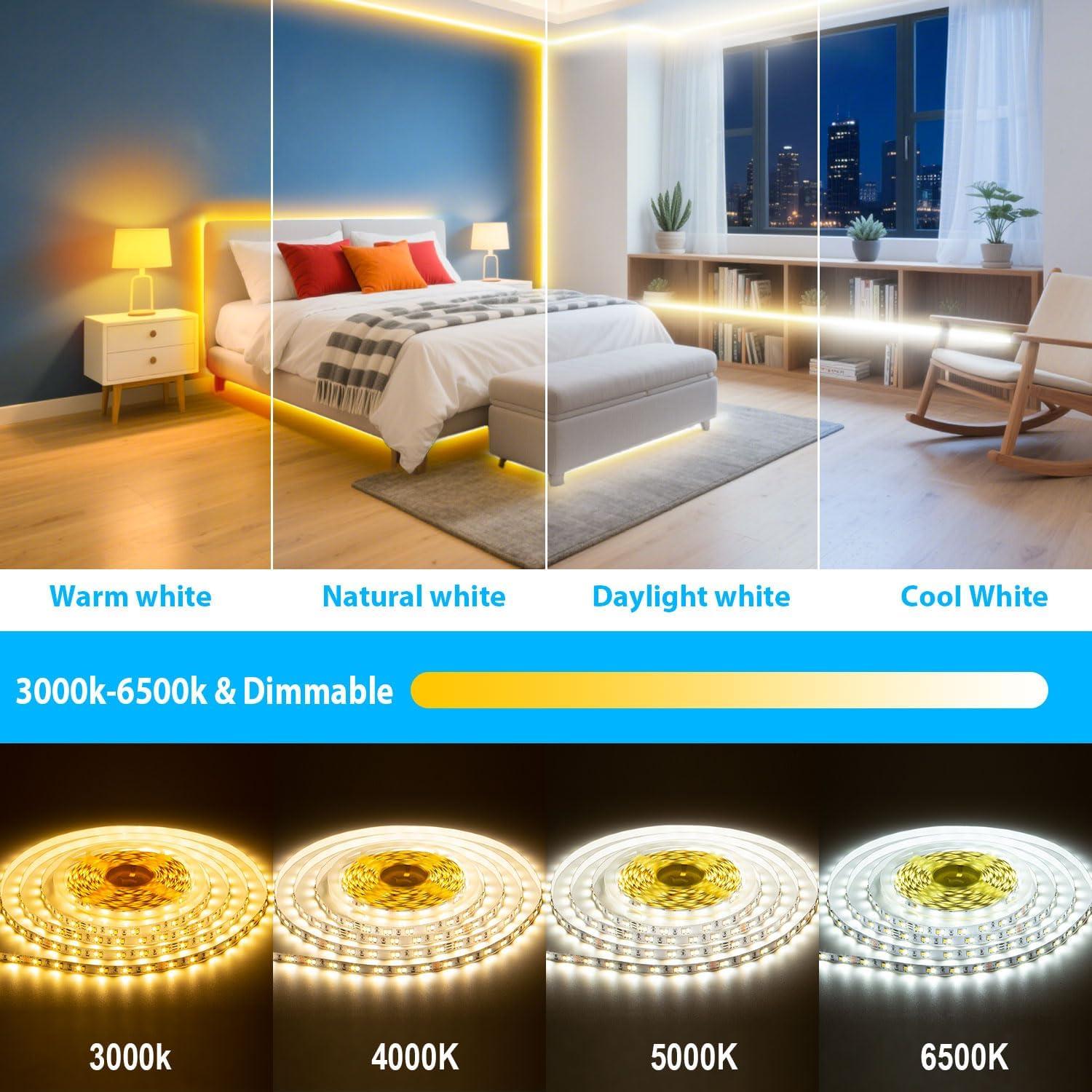 Tira LED blanca regulable 14m TENDIST 3000K-6500K WiFi