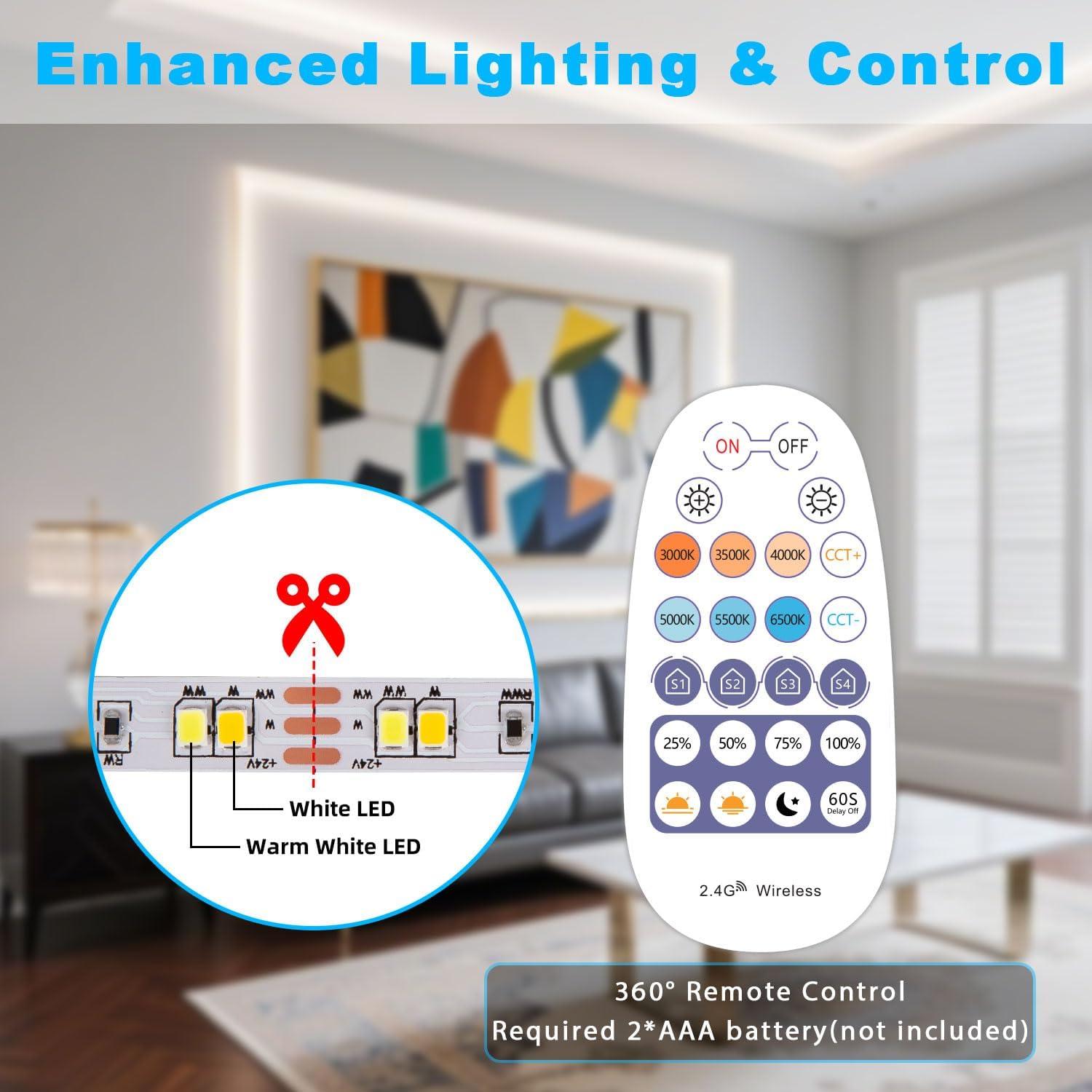 Tira LED blanca regulable 14m TENDIST 3000K-6500K WiFi