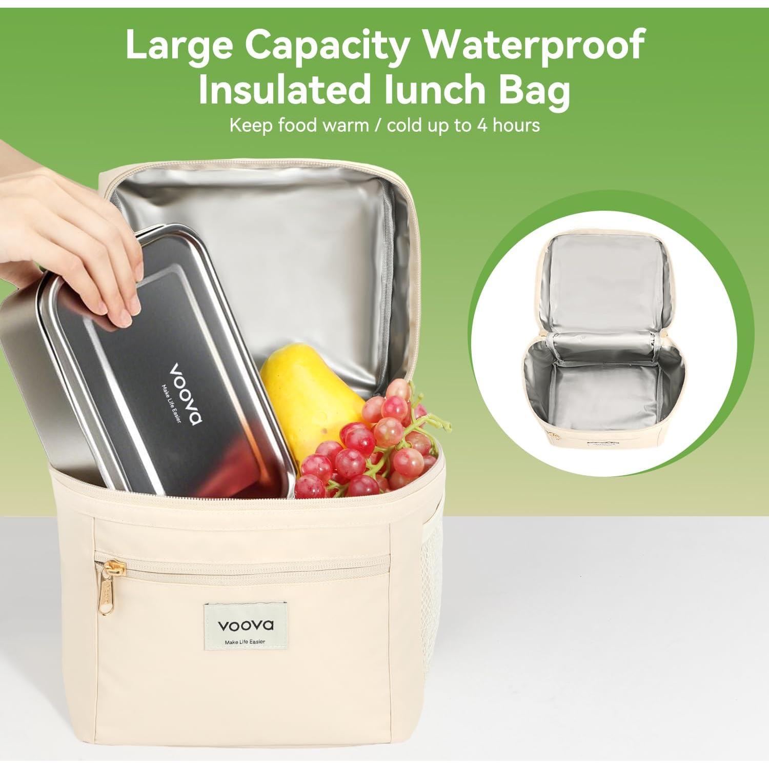 Caja de Almuerzo Voova Acero Inoxidable 1200ml Aislada Beige