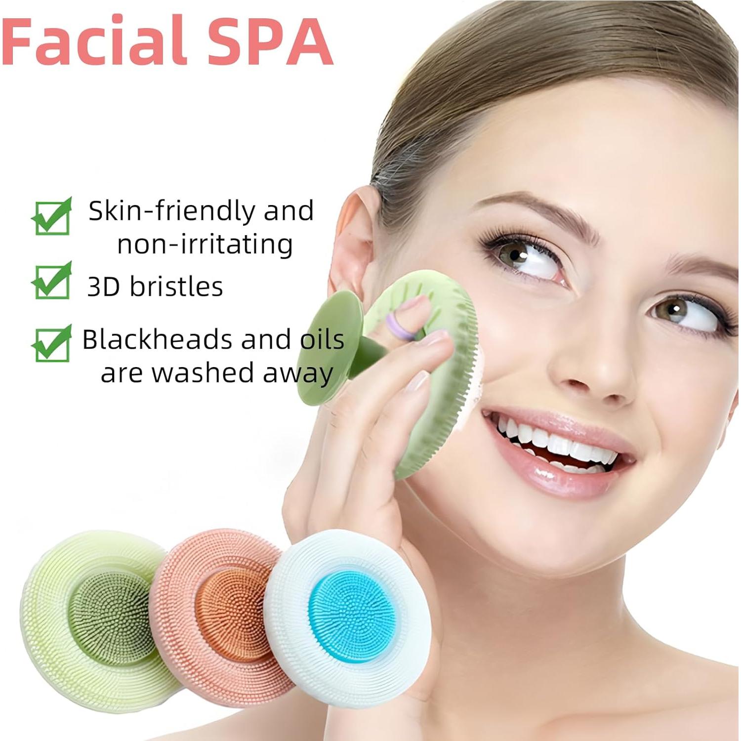 Cepillo Limpiador Facial de Silicona PINjiaju Verde 6cm