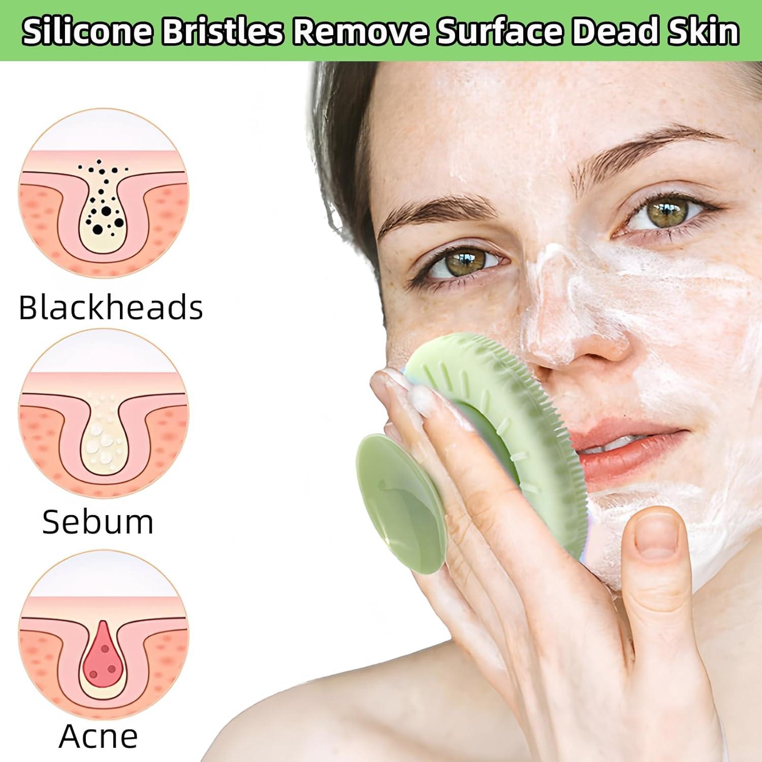 Cepillo Limpiador Facial de Silicona PINjiaju Verde 6cm