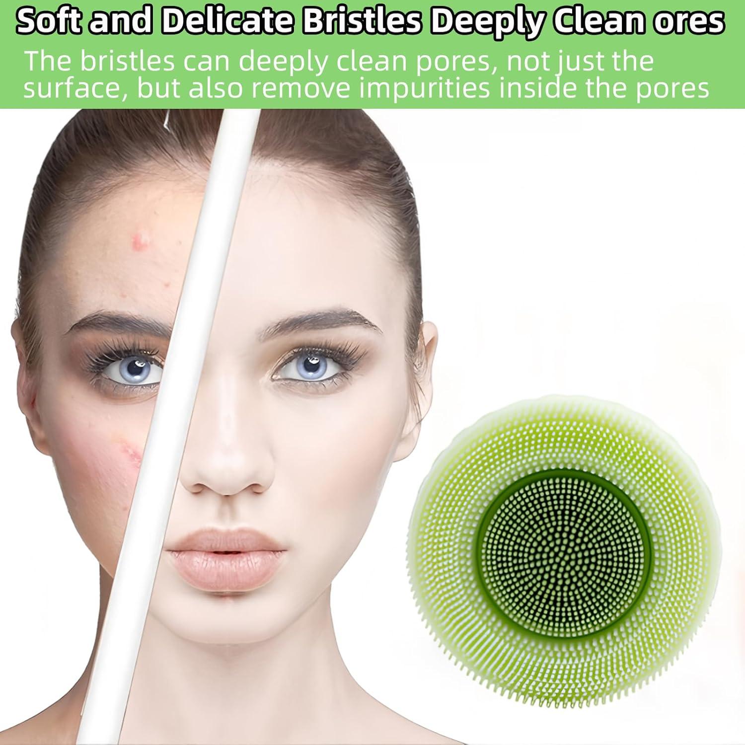 Cepillo Limpiador Facial de Silicona PINjiaju Verde 6cm