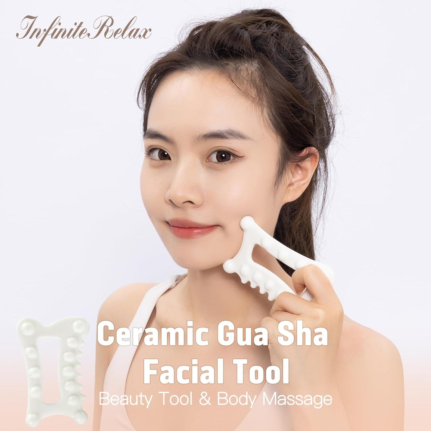 Herramienta Facial Gua Sha Cerámica InfiniteRelax 14.5cm