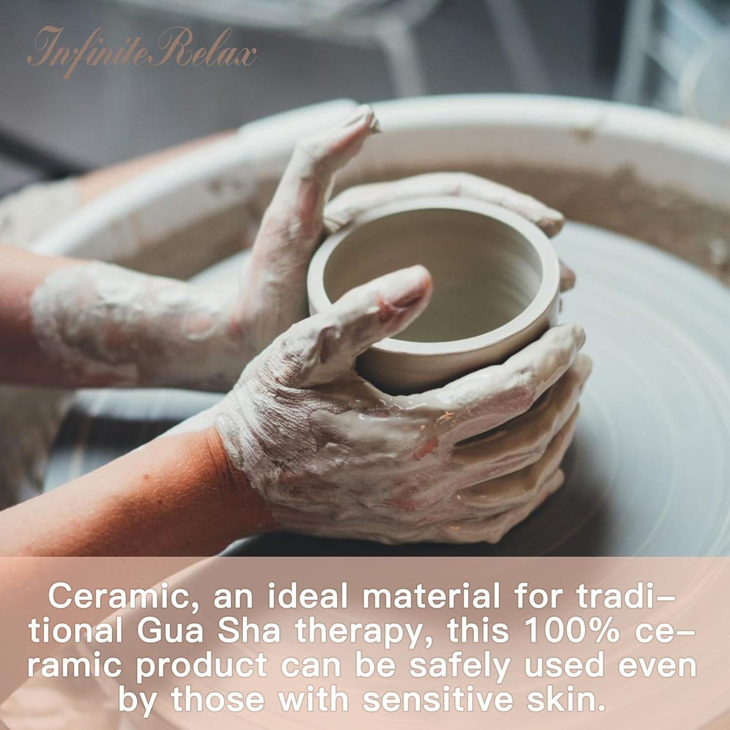 Herramienta Facial Gua Sha Cerámica InfiniteRelax 14.5cm