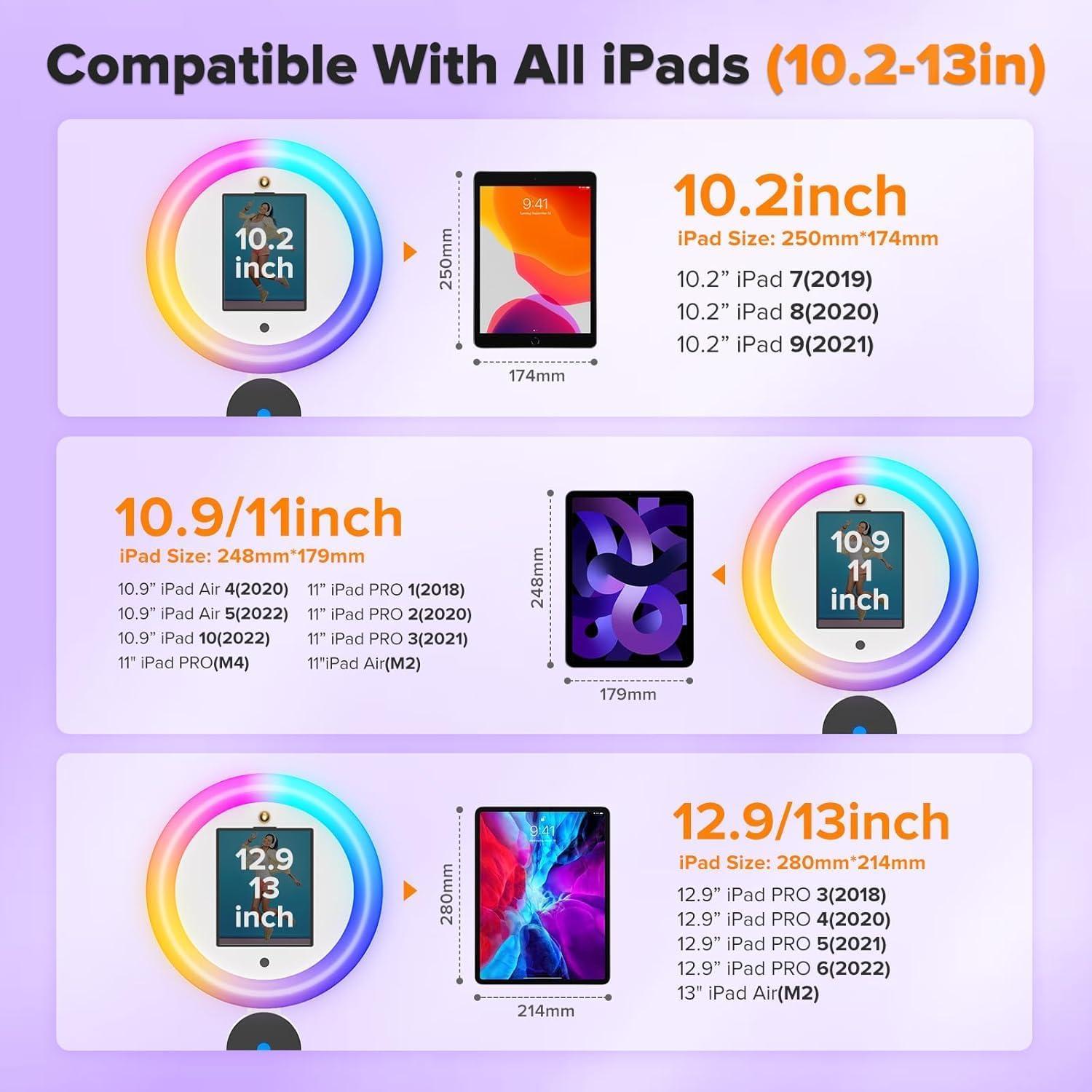 Cabina de Fotos Portátil Witmocs para iPad 10.2 a 13" con Luz