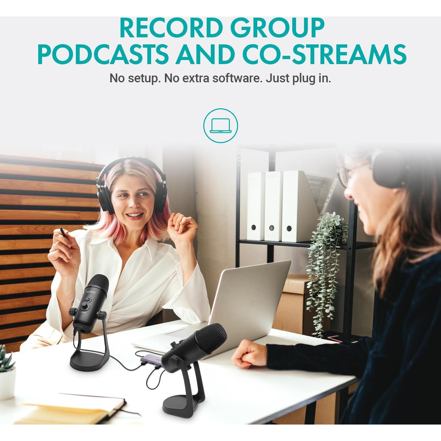 Kit de Podcasting Movo UMX-1 con 2 Micrófonos UM700