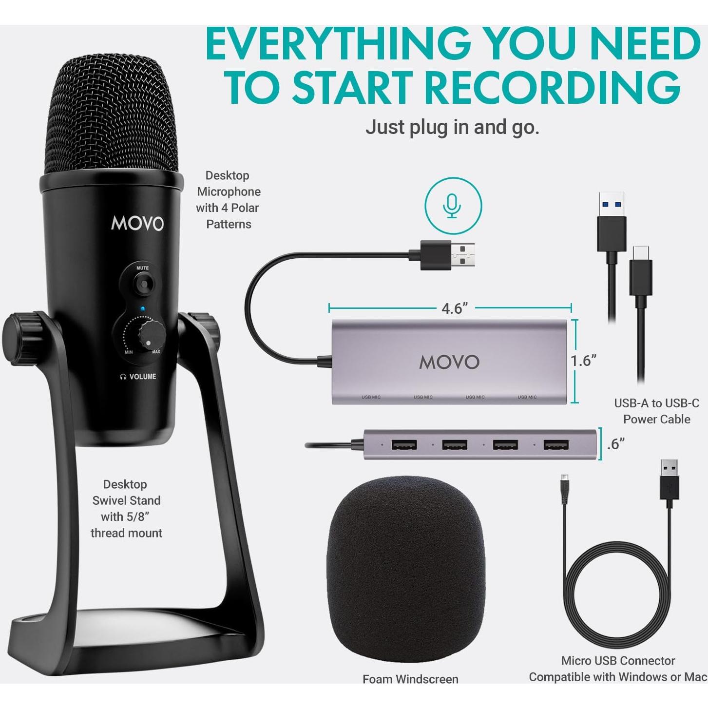 Kit de Podcasting Movo UMX-1 con 2 Micrófonos UM700
