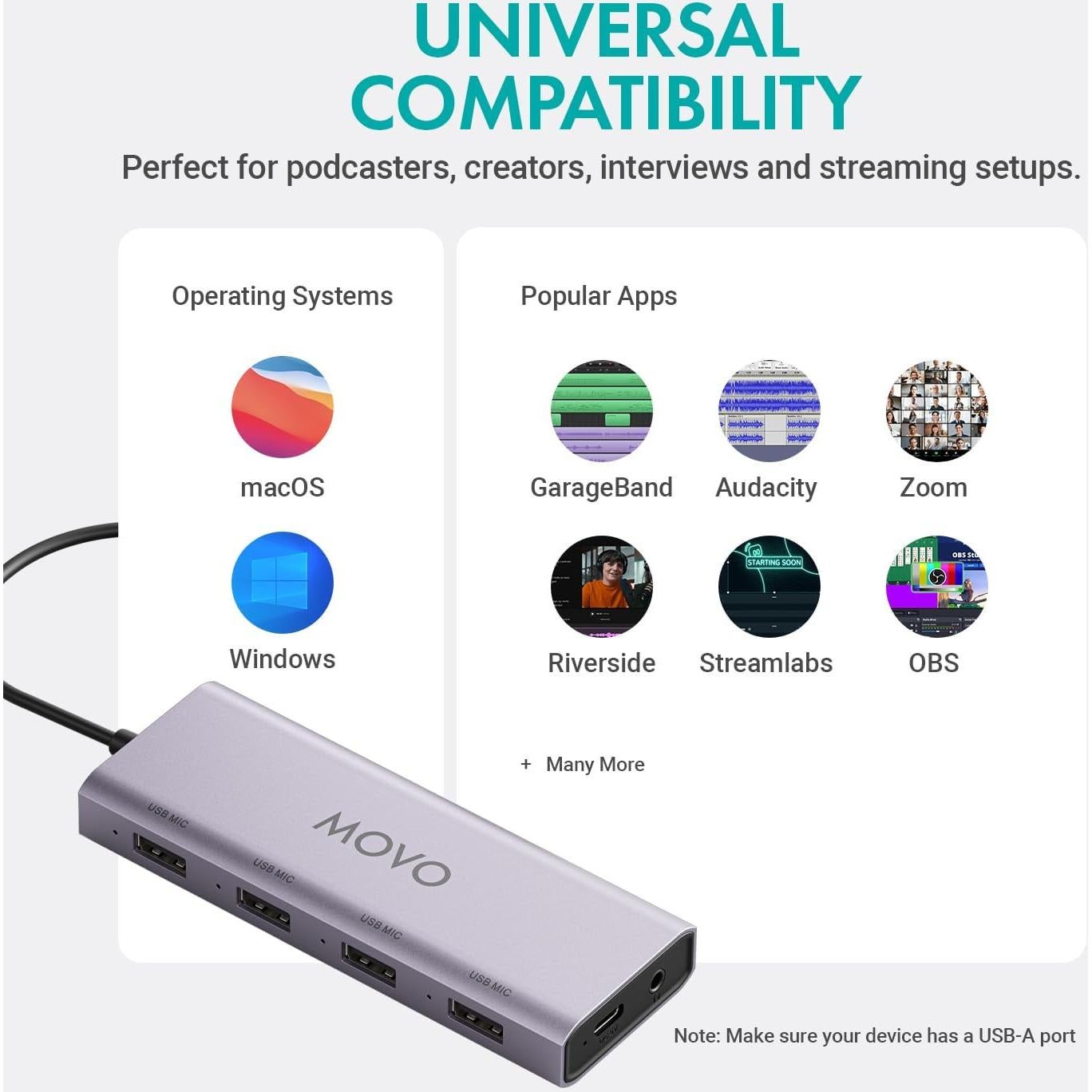 Kit de Podcasting Movo UMX-1 con 2 Micrófonos UM700