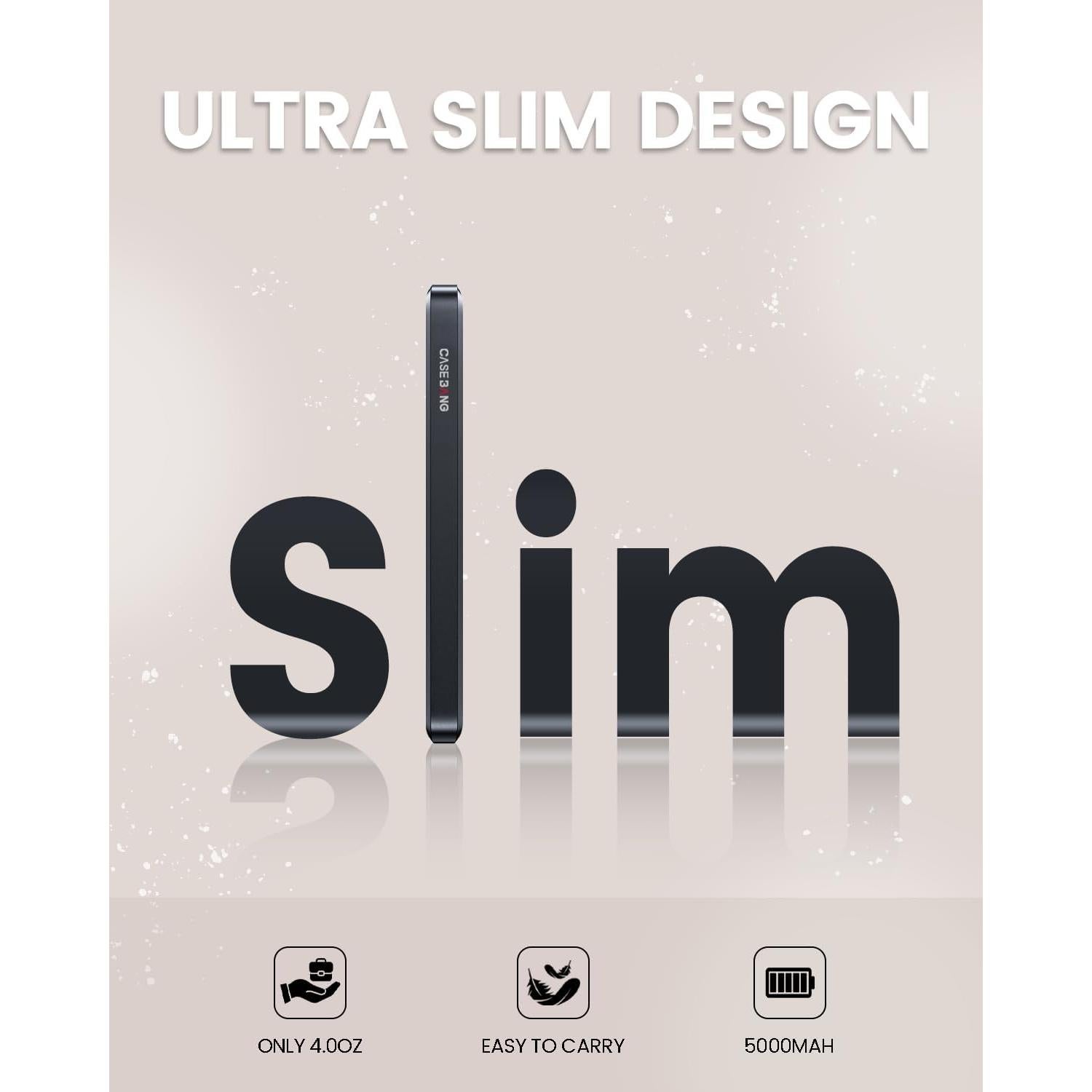 Banco de Poder Magnético 5000 mAh CASEBANG Carga Inalámbrica